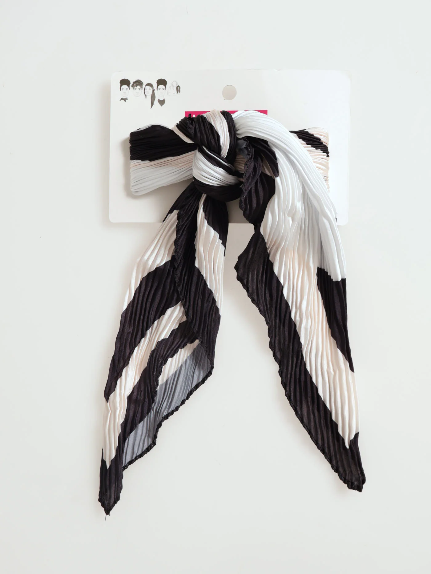 Black & Cream Pleated Abstract Scarf