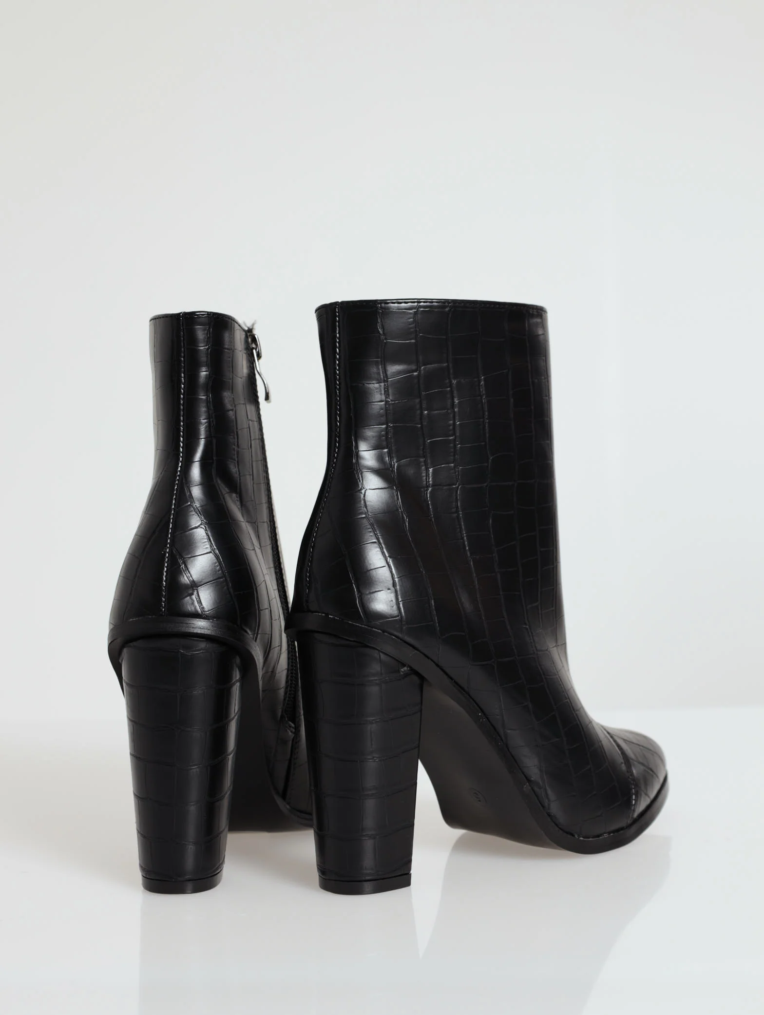Croc Embossed Ankle Boot On Block Heel - Image 3