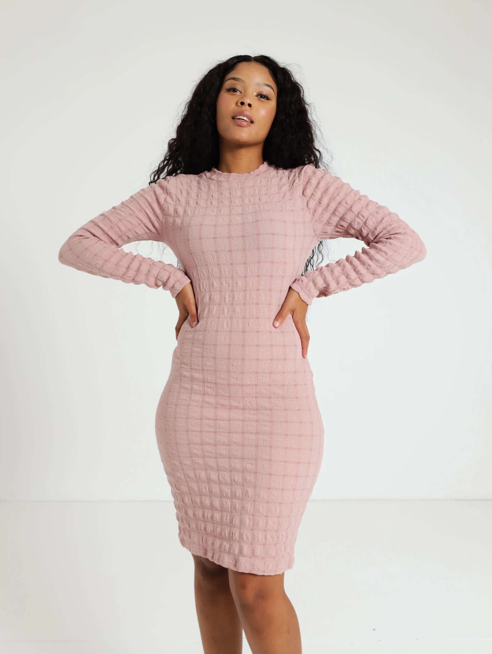 Bobble Texture Turtle Neck Dress