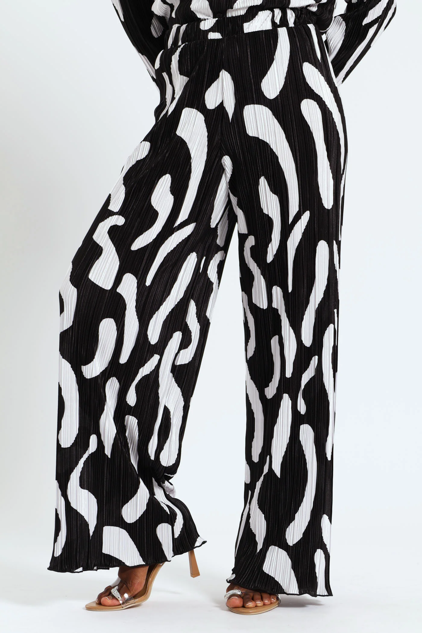 Bodre Printed Wideleg Pants - Black/White