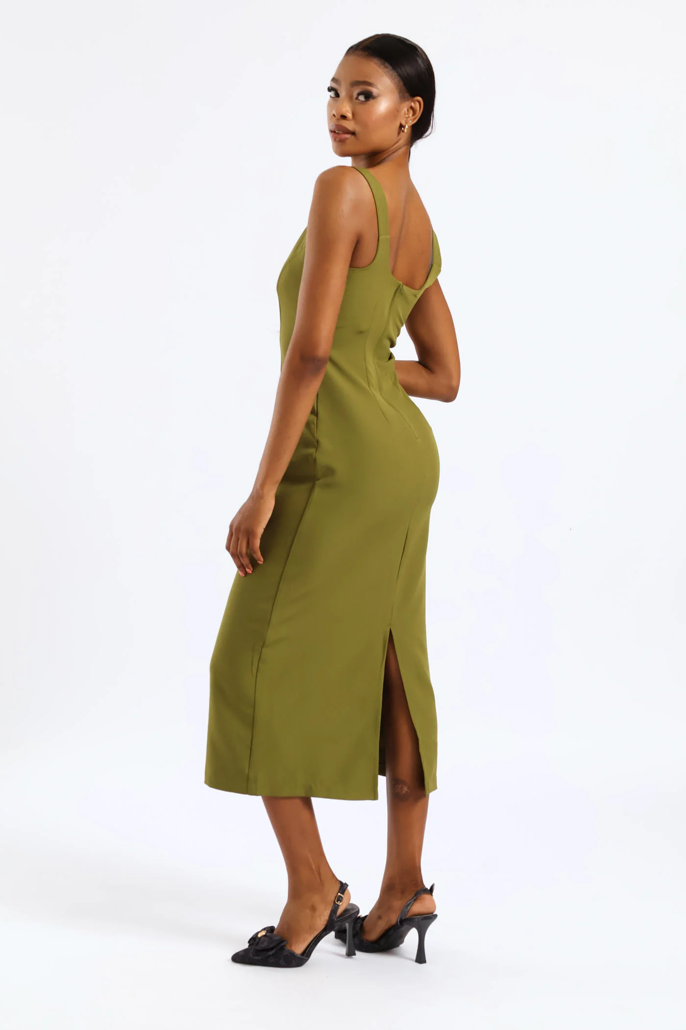 Bodycon Midi Dress - Green - Image 2
