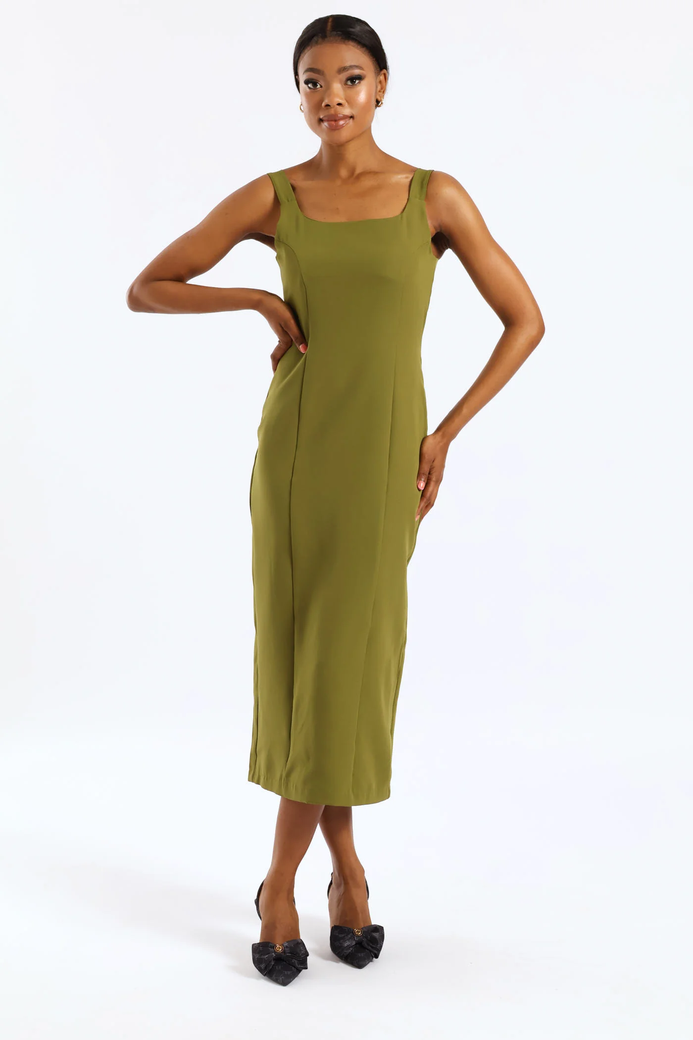 Bodycon Midi Dress - Green - Image 4