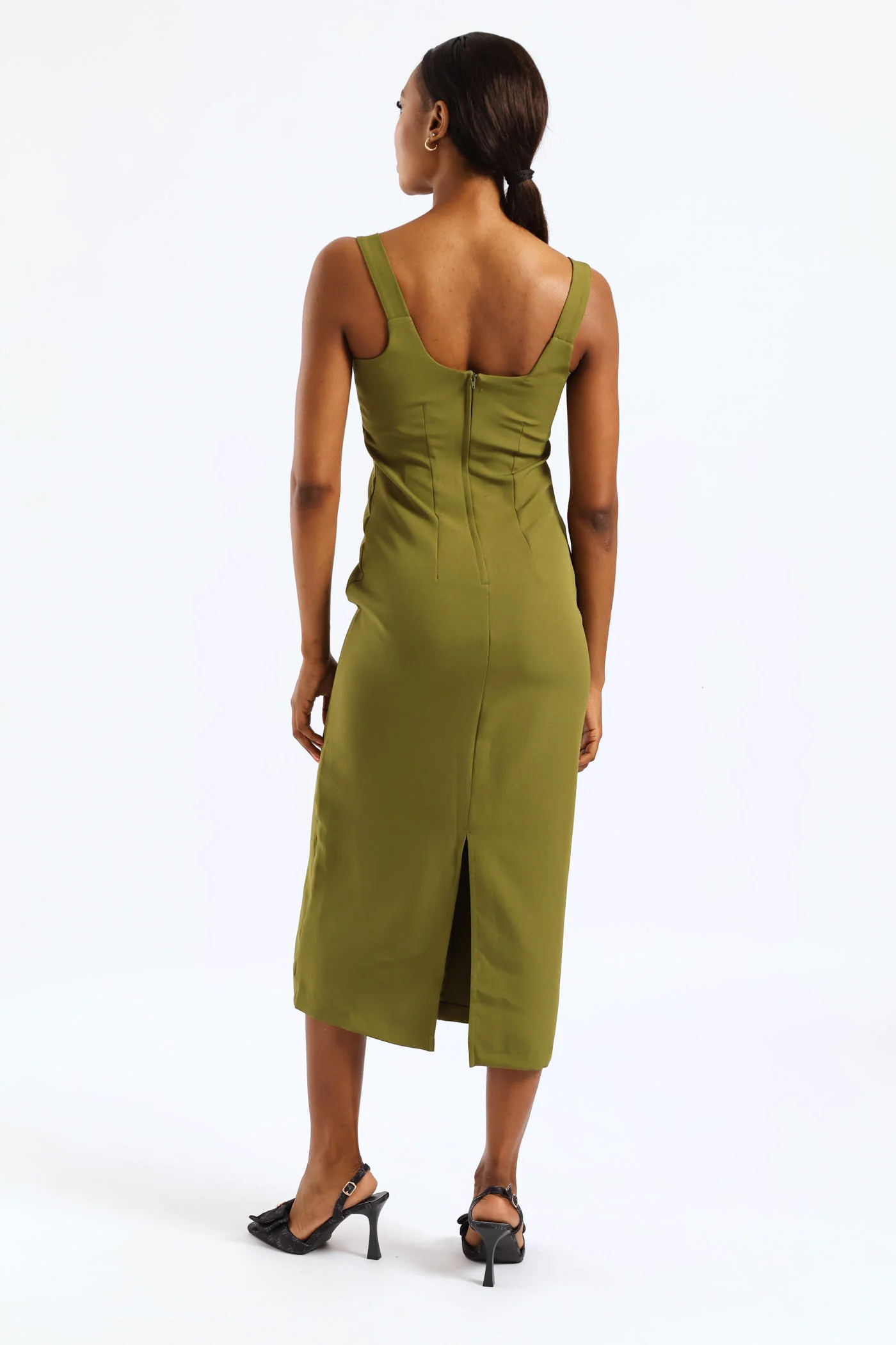 Bodycon Midi Dress - Green - Image 5