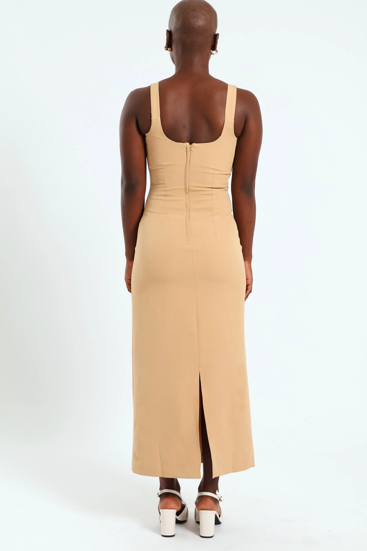 Bodycon Midi Dress - Tan - Image 5