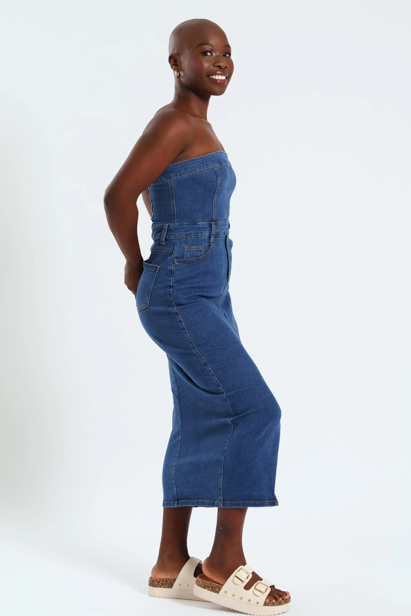 Boobtube Denim Dress - Medium Wash - Image 2