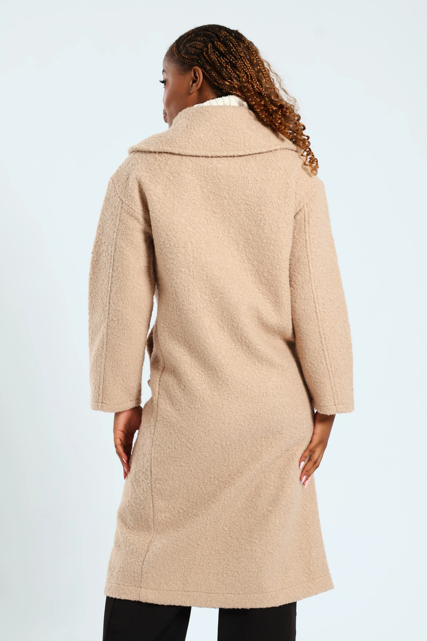 Boucle Overcoat Jacket - Tan - Image 4