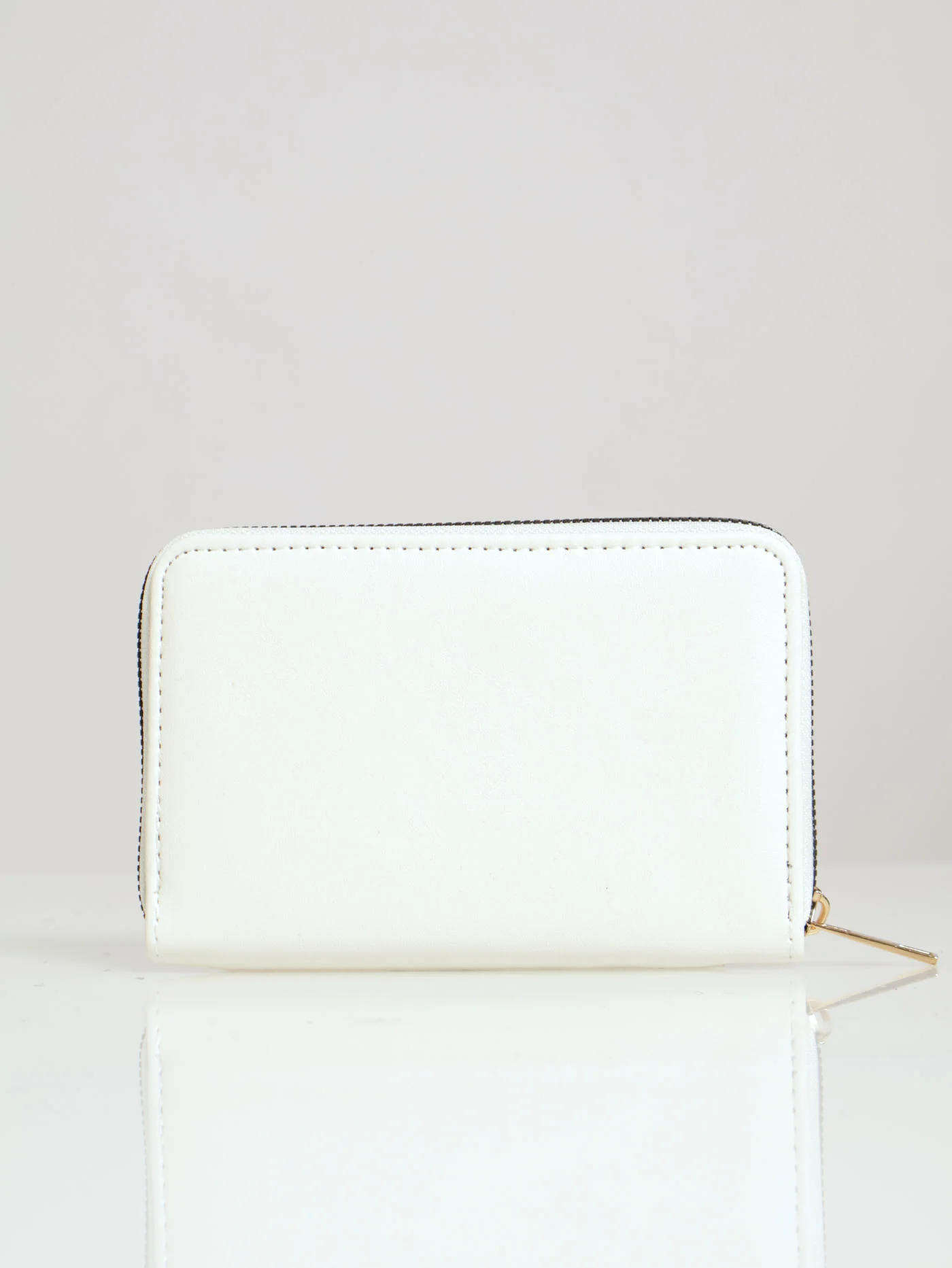 Boucle & Pearl Detail Medium Wallet - Cream - Image 2