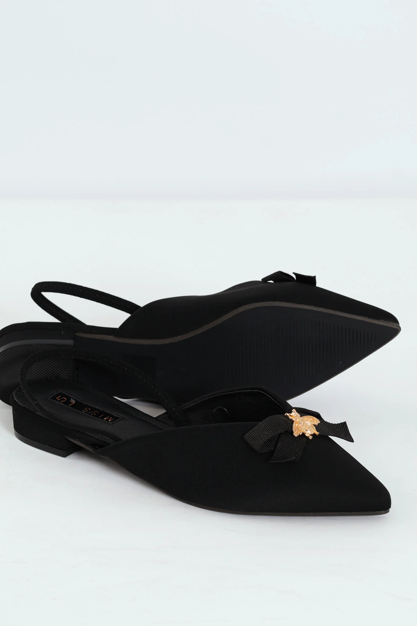 Bow & Bee Trim Slingback Pump - Black - Image 5