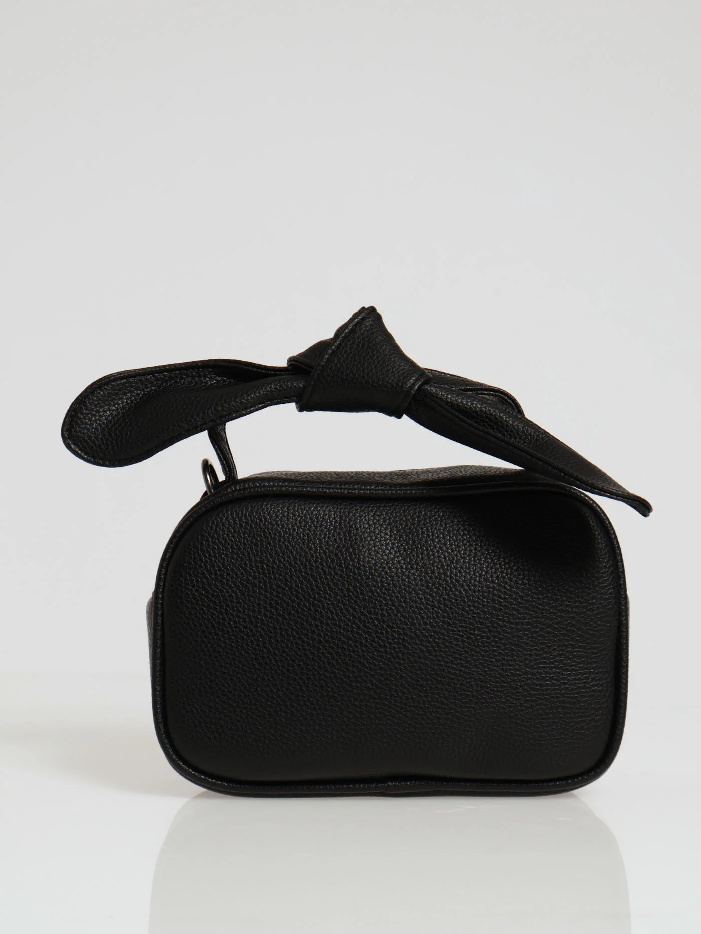 Bow Handle Diamante Front Messenger Bag - Black - Image 4