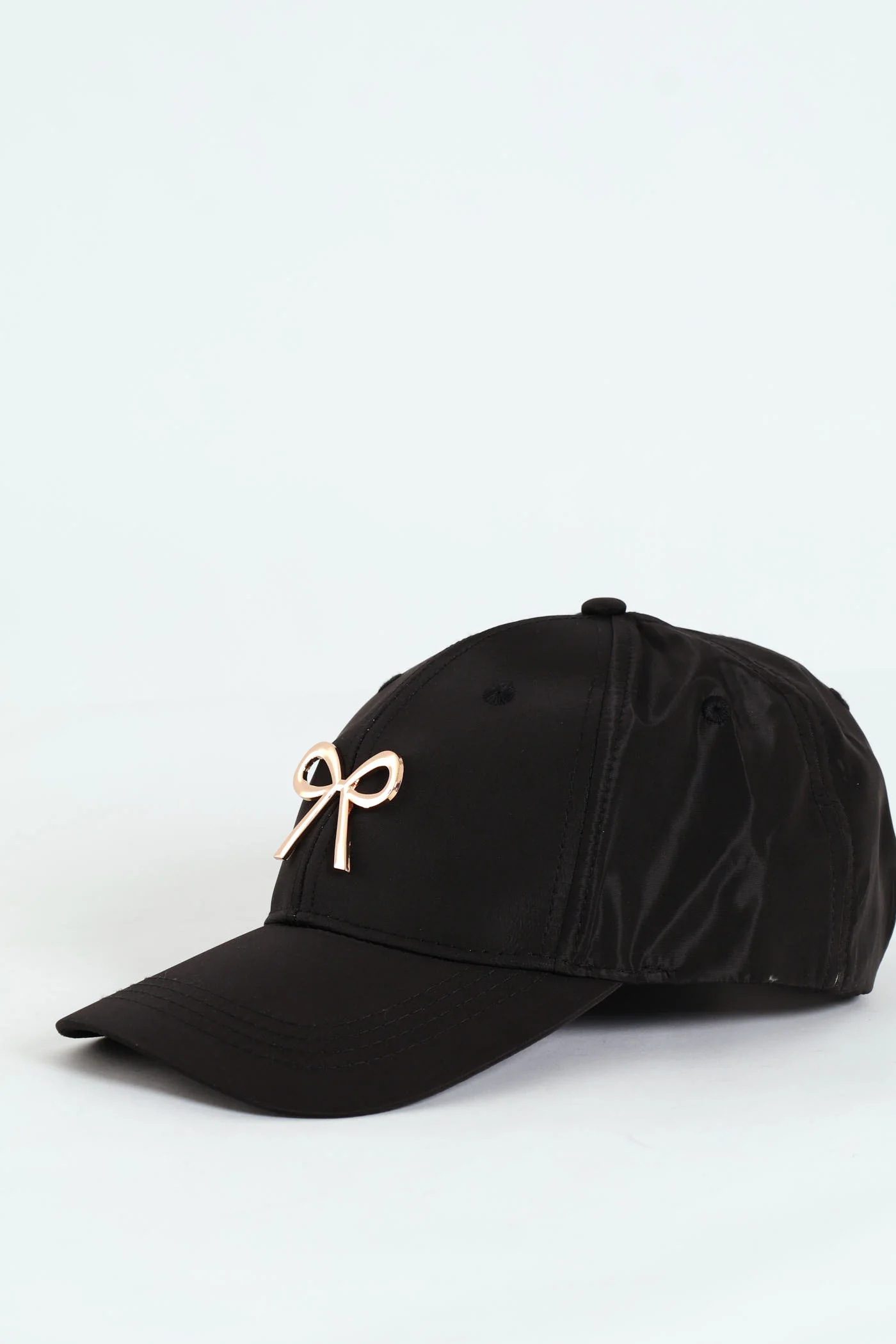 Bow Metal Trim Peak Cap - Black - Image 3