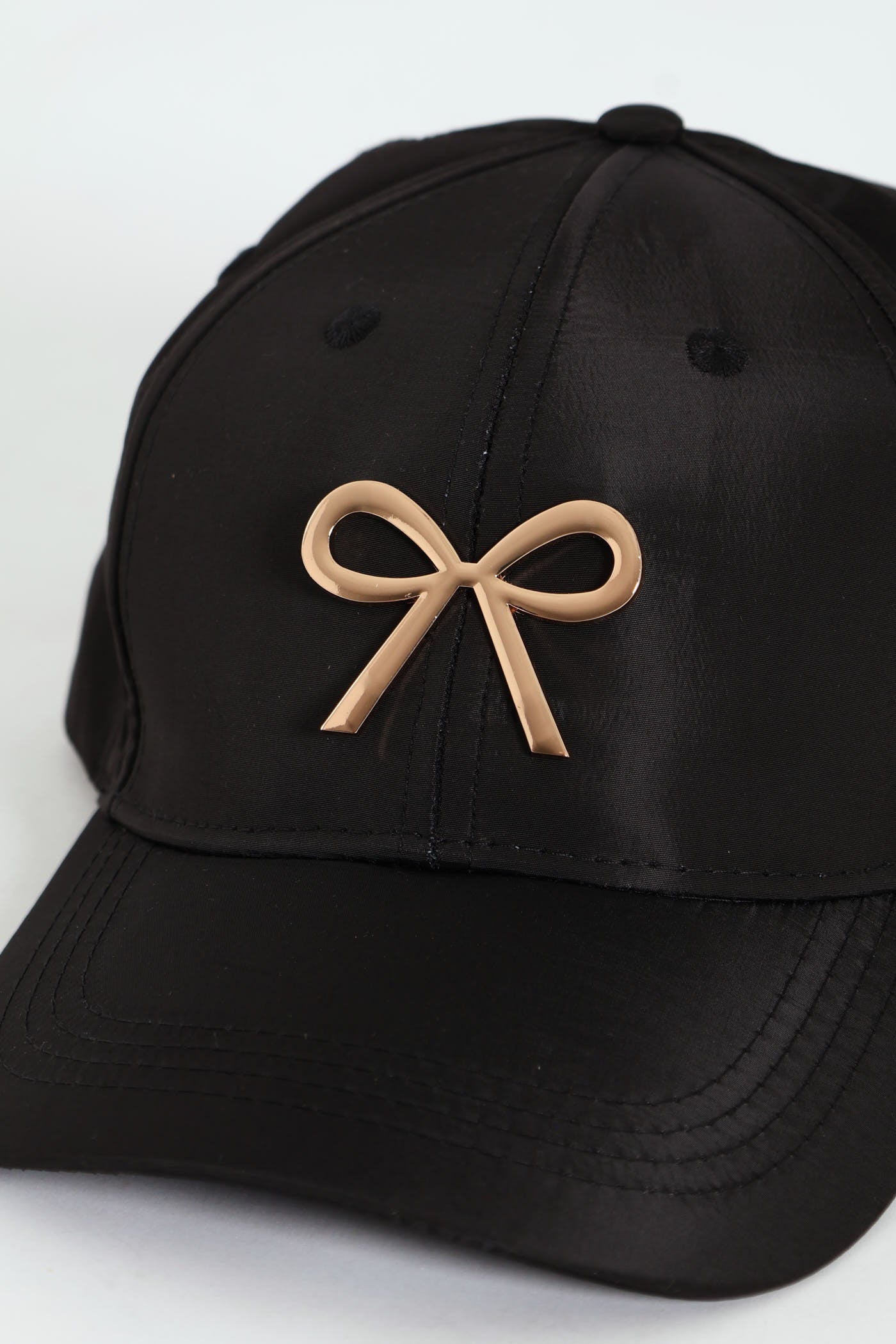 Bow Metal Trim Peak Cap - Black - Image 4