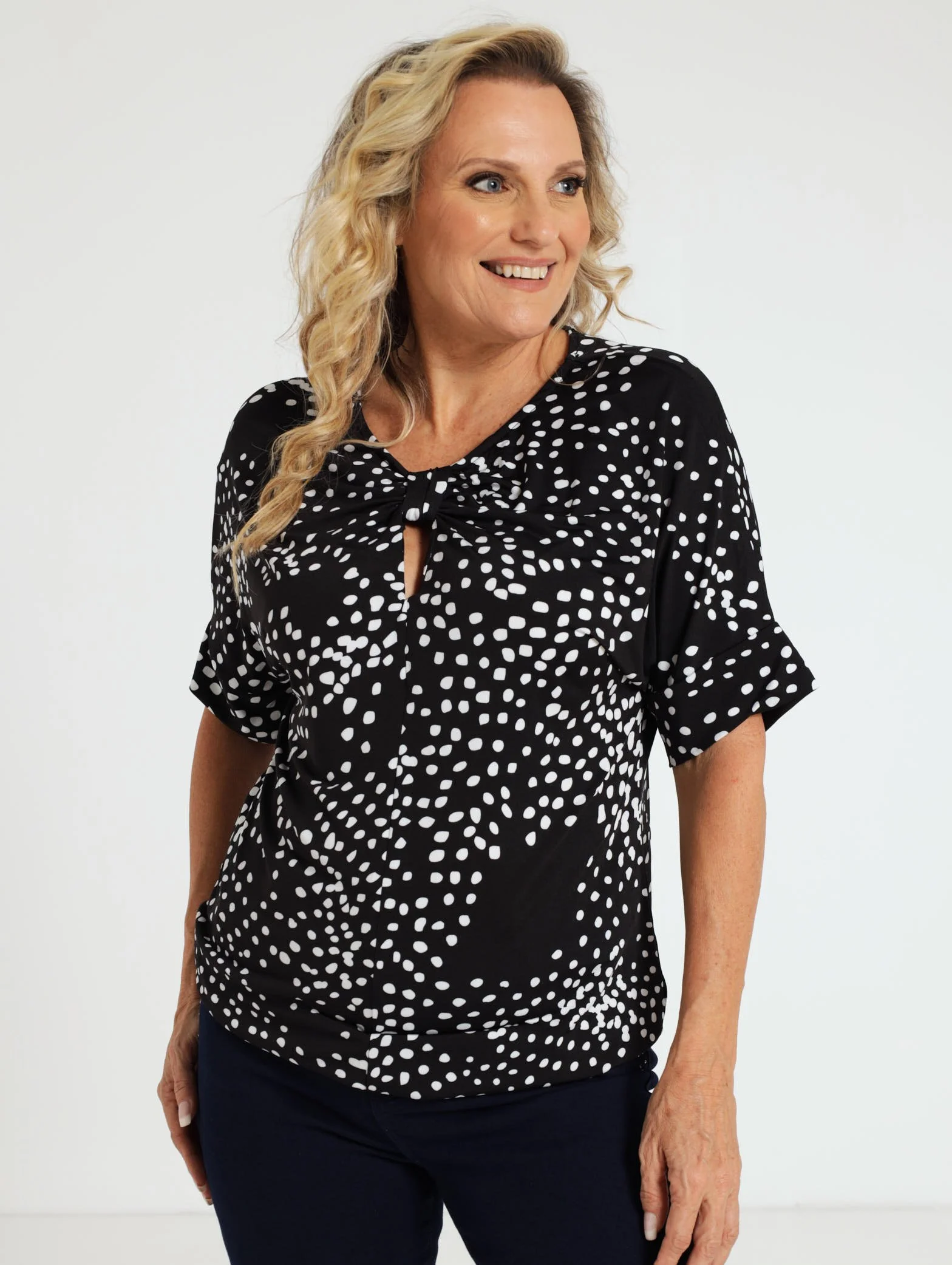 Bow Neck Top - Black
