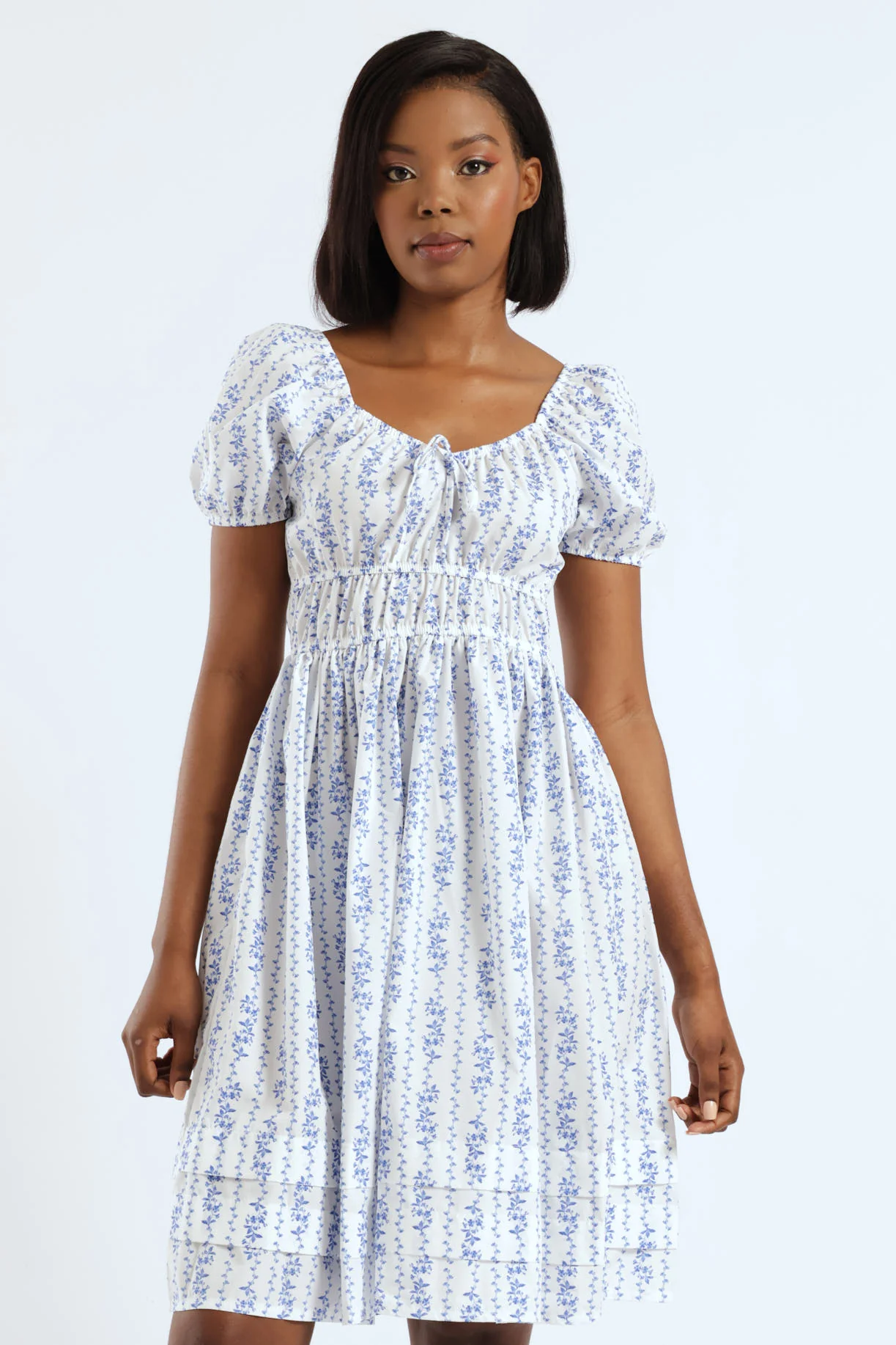 Bow Tie Poplin Mini Dress - Multi - Image 3