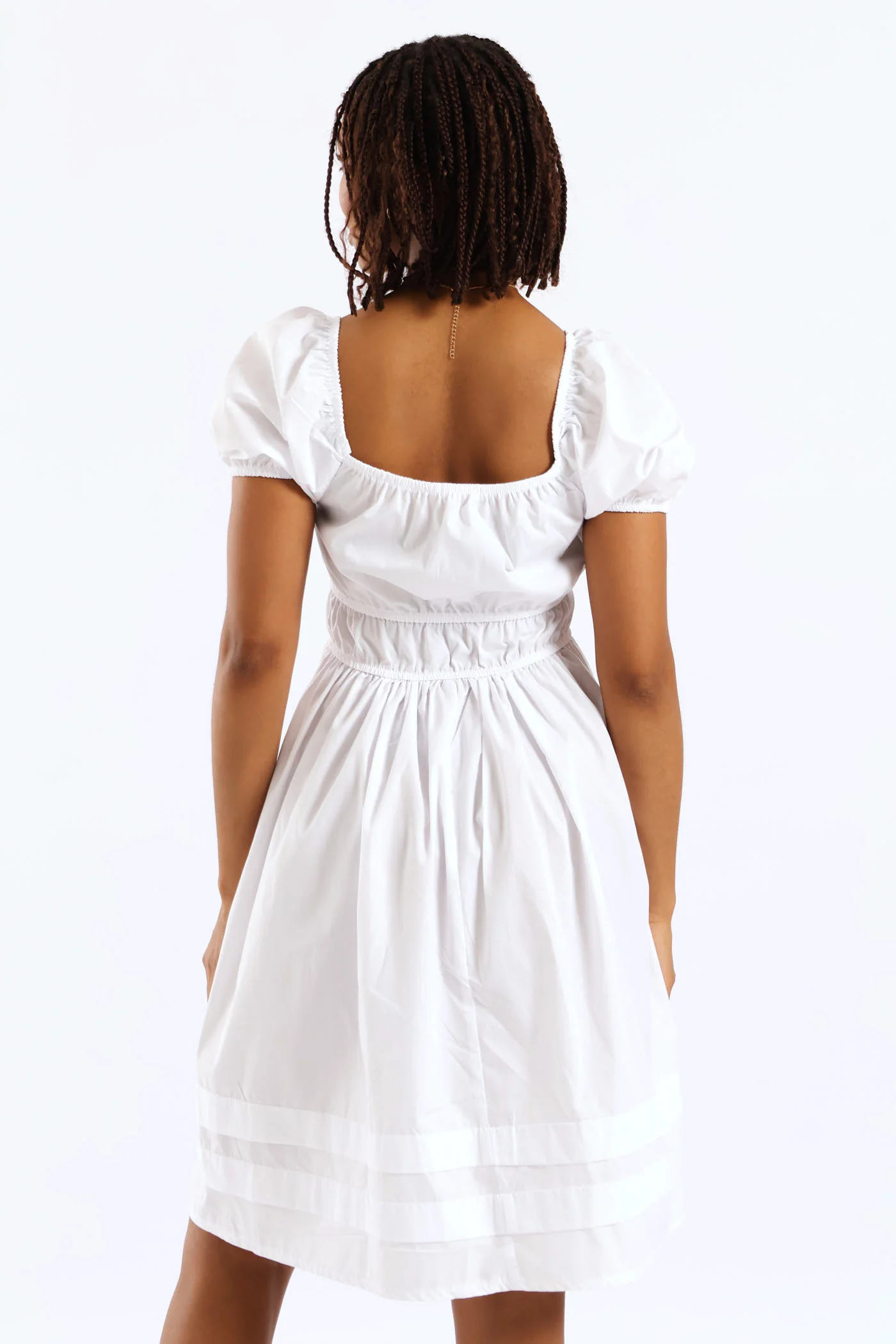Bow Tie Poplin Mini Dress - White - Image 6