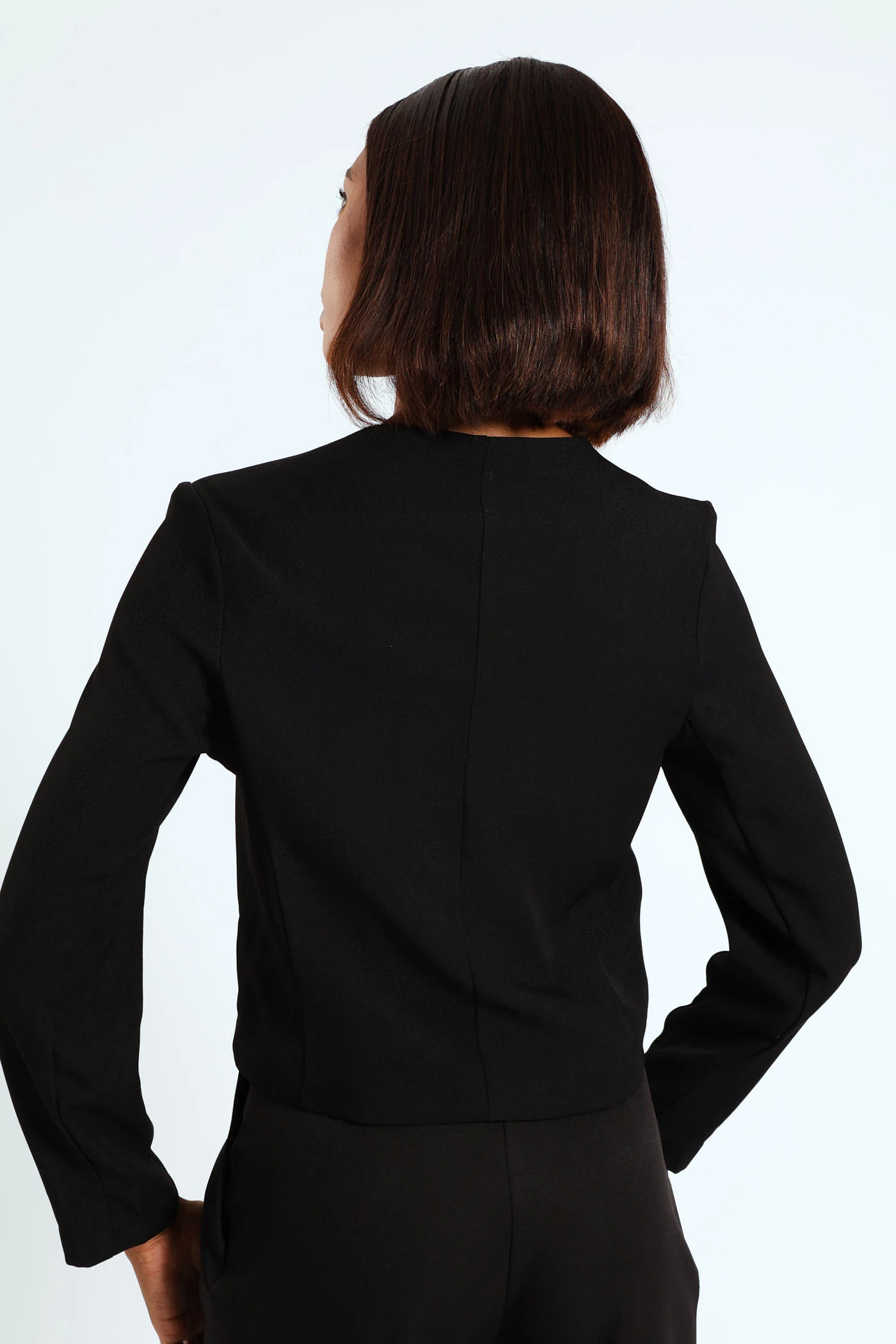 Boxy Blazer Jacket With Fancy Button Detail - Black - Image 3