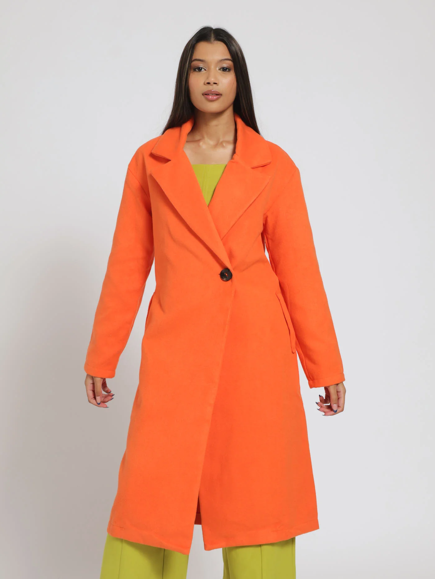 Boxy Fit Melton Coat - Orange