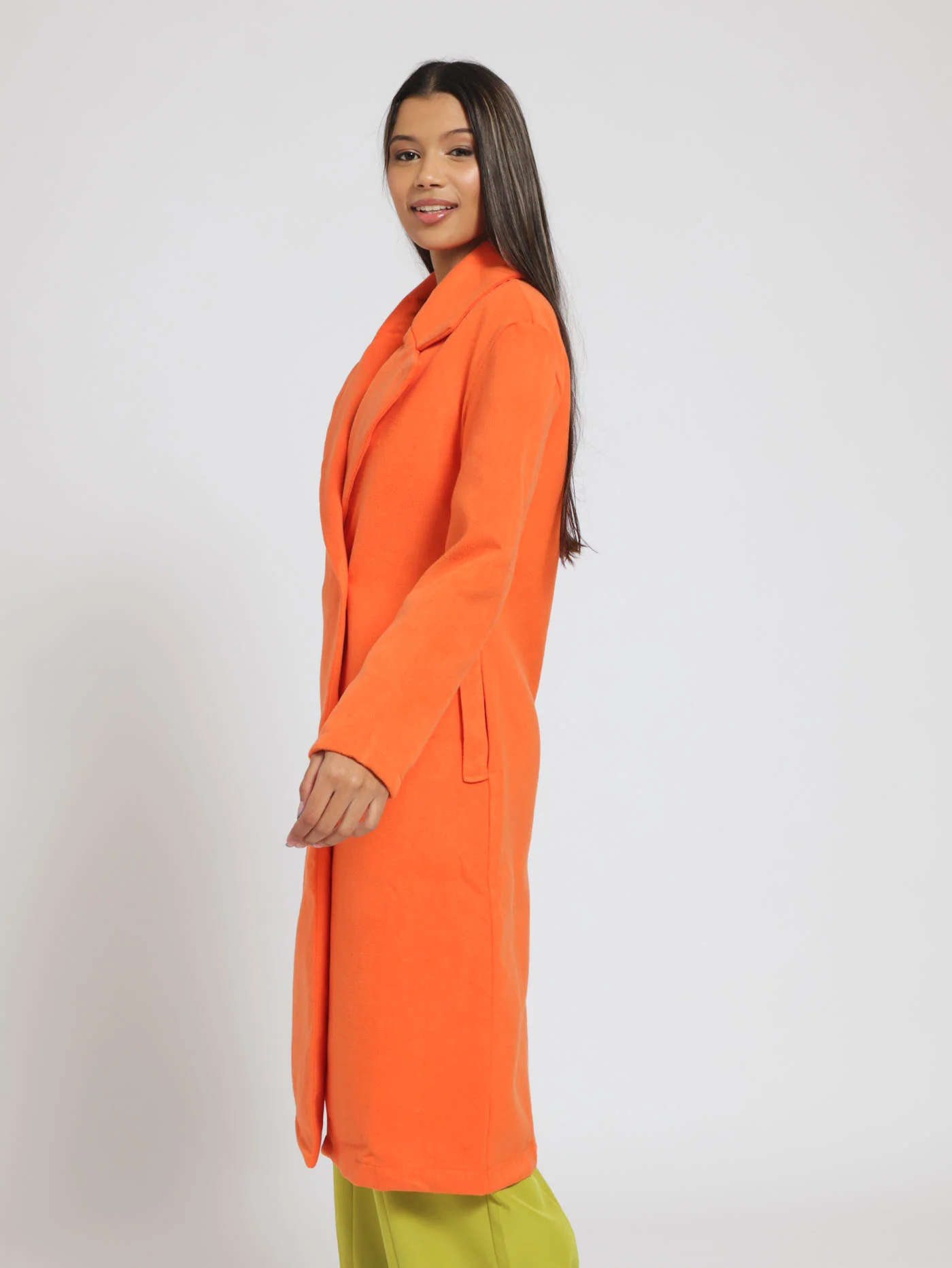 Boxy Fit Melton Coat - Orange - Image 2