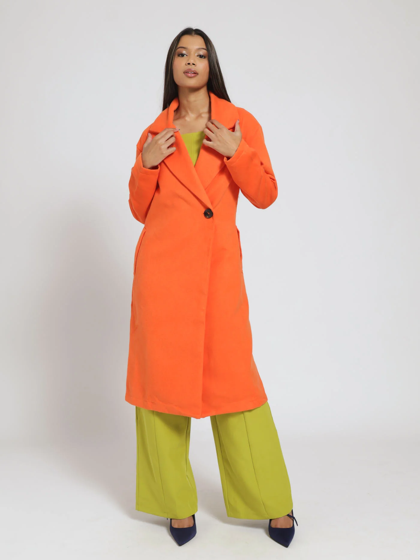 Boxy Fit Melton Coat - Orange - Image 4
