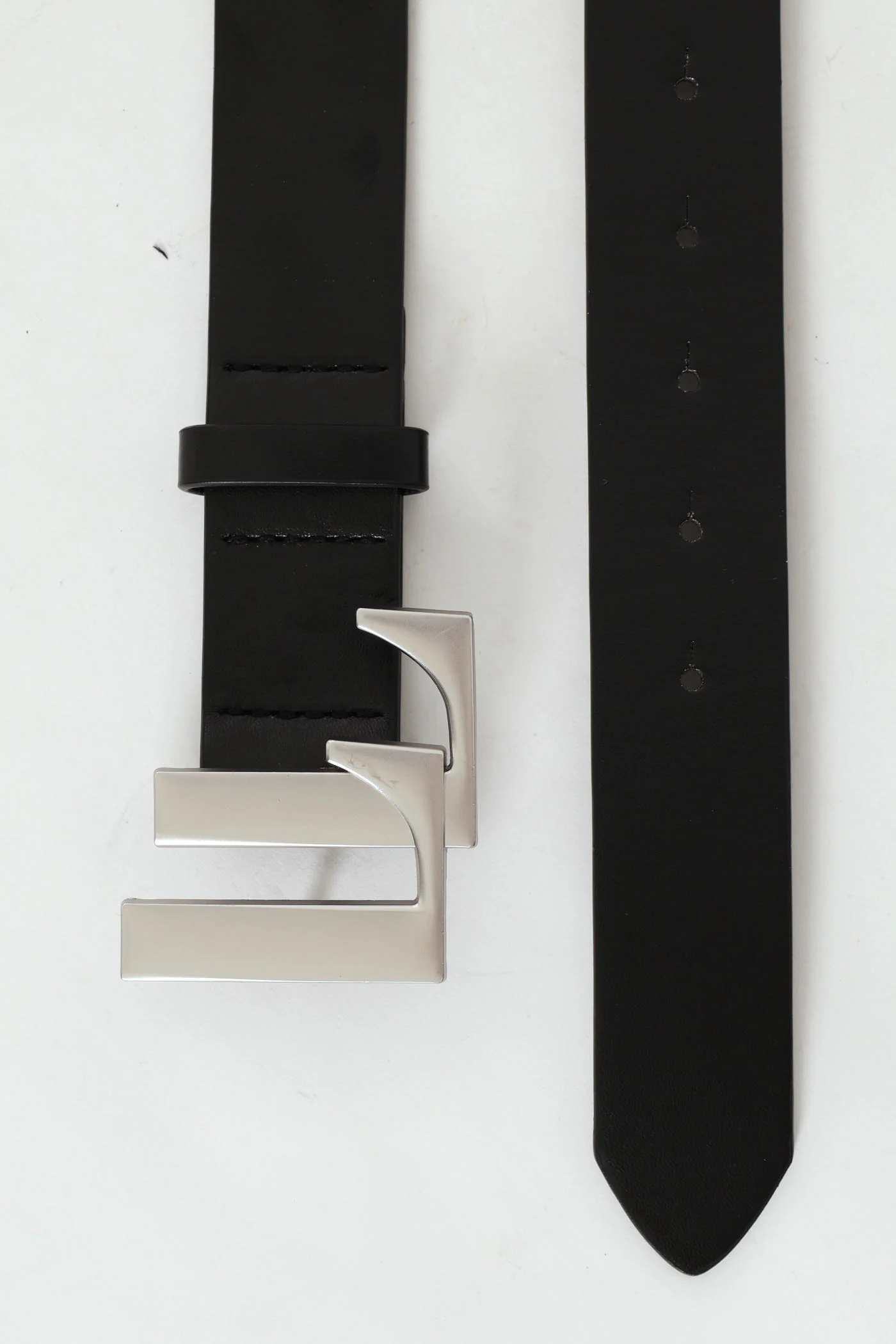 Branded Logo Buckle Belt - Matte Silver