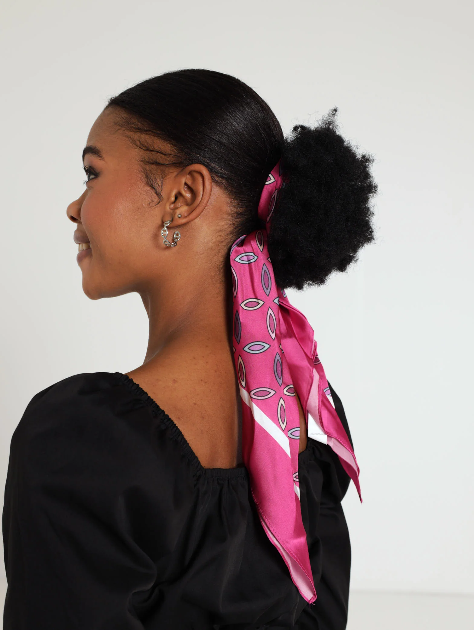 Bright Floral Satin Scarf - Image 2
