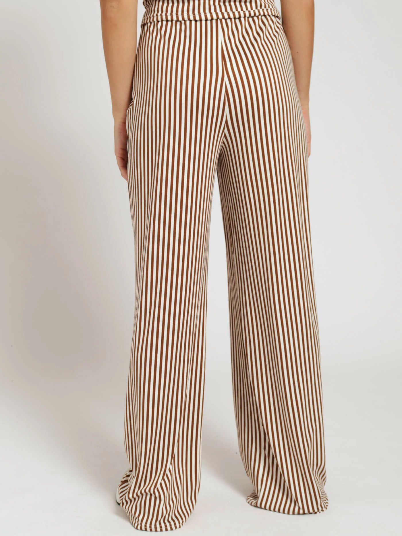Brown Stripe Wideleg Pants - Brown - Image 4