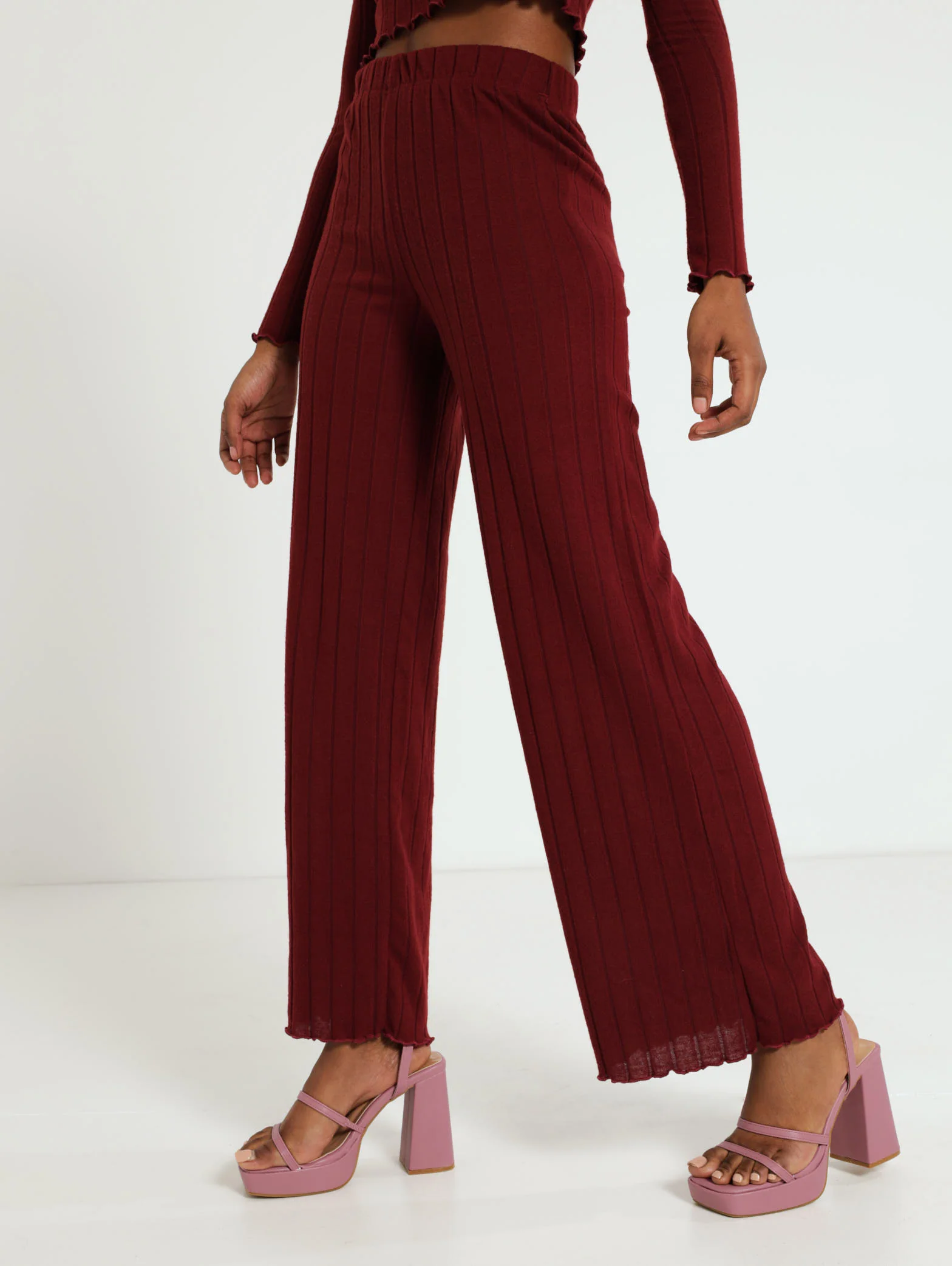 Brushed Ribb Wide Leg Pants - Image 3