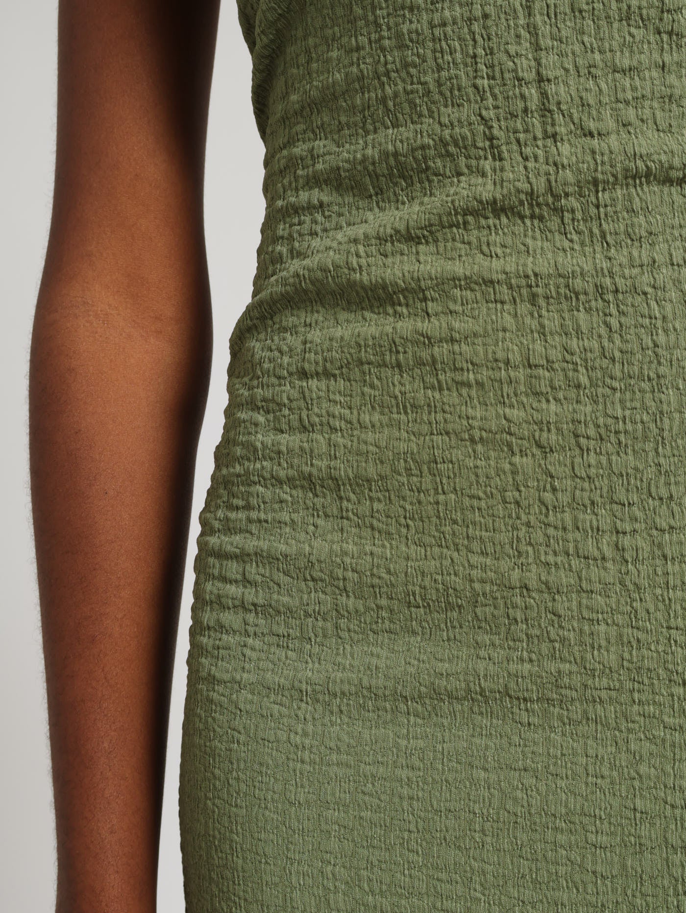 Bubble Knit Basic Bodycon Dress - Olive - Image 4