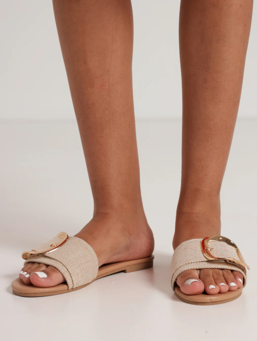 Buckle Detail Pushin Sandal - Natural