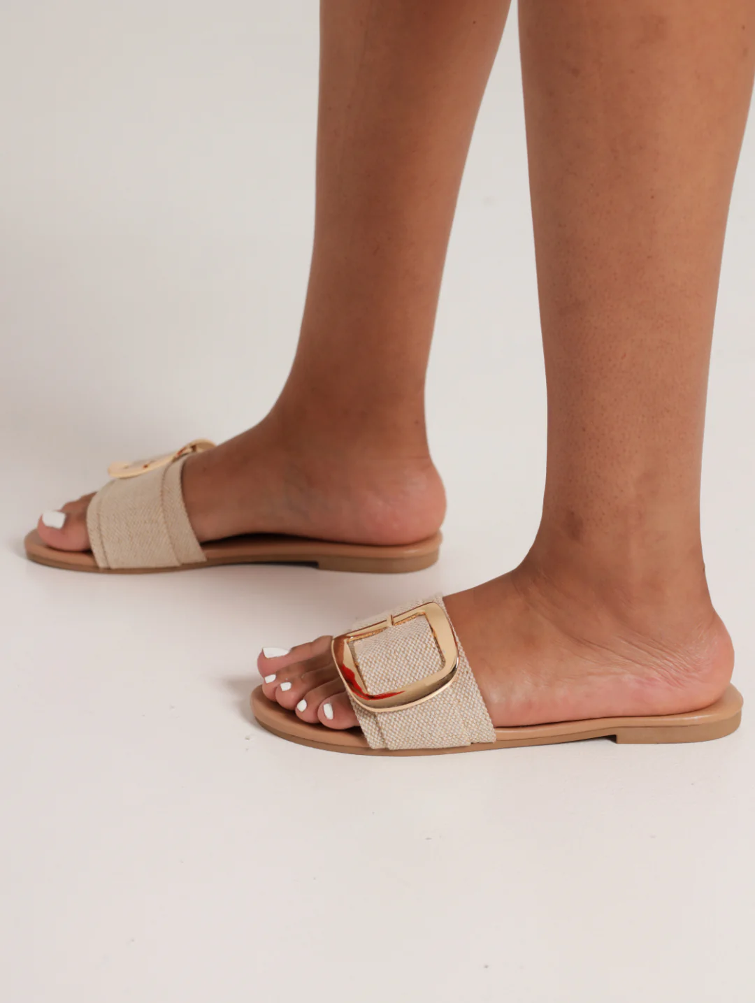 Buckle Detail Pushin Sandal - Natural - Image 2
