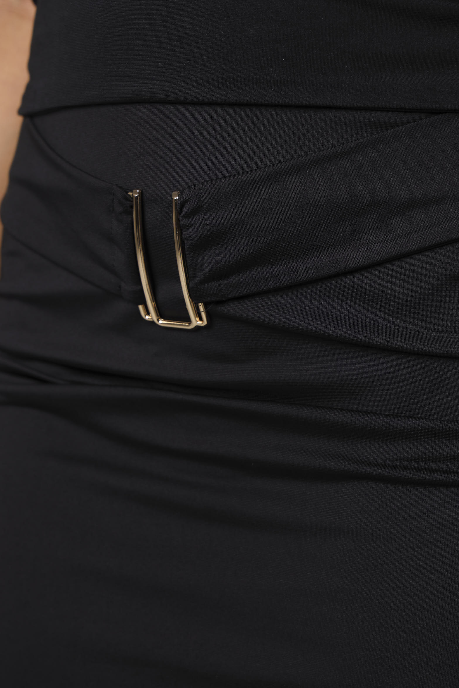 Buckle Detail Slinky Skirt - Black - Image 4