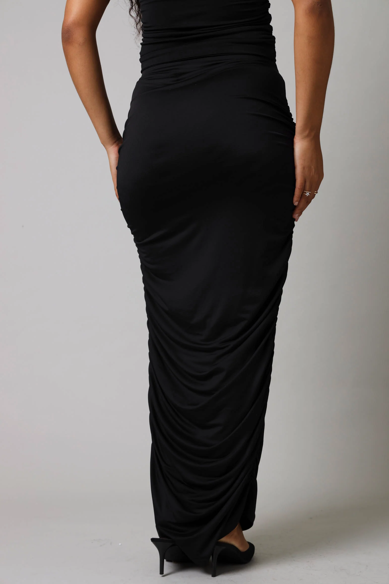 Buckle Detail Slinky Skirt - Black - Image 6