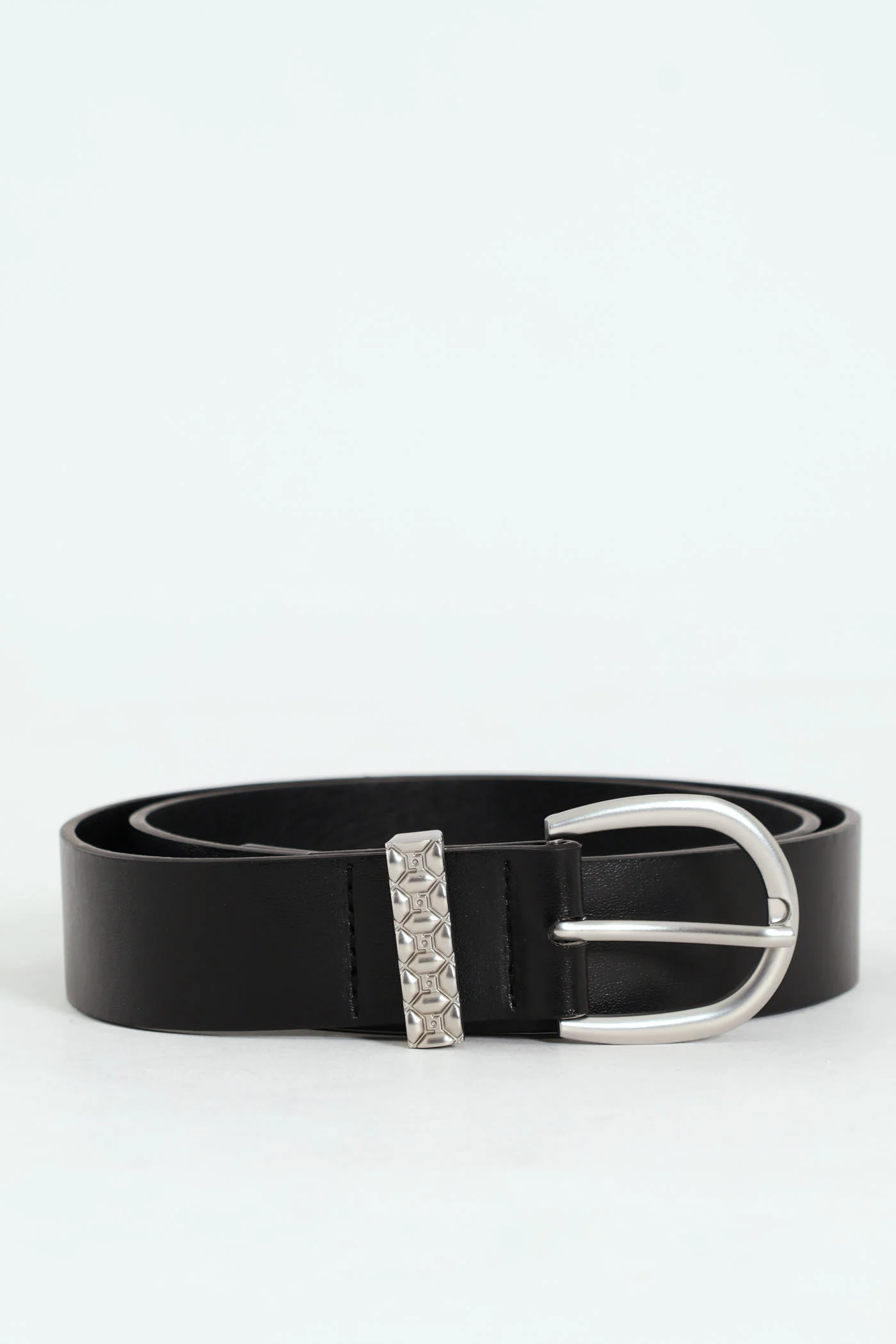 Buckle & Monogram Loop Core Belt - Matte silver - Image 2