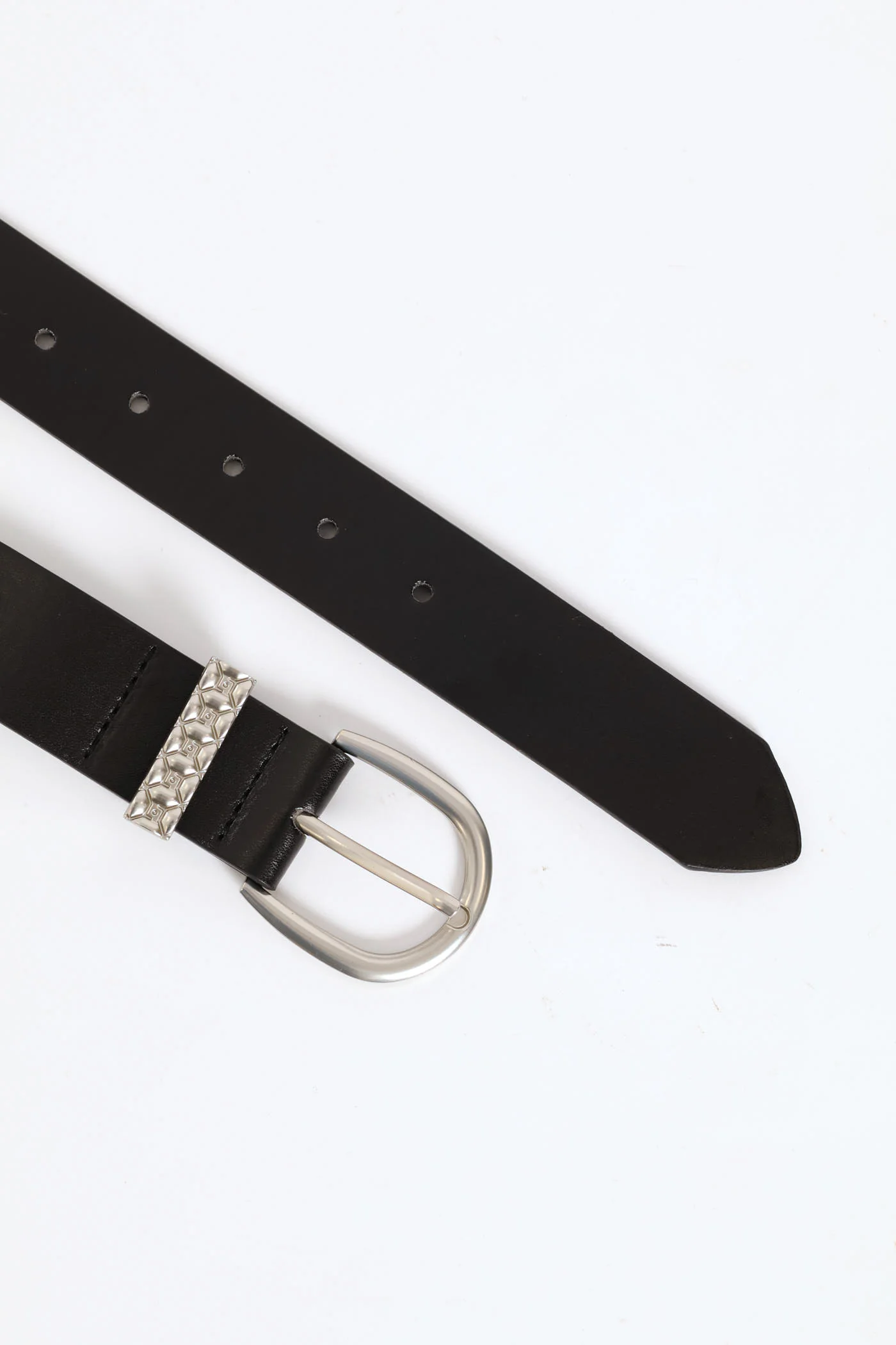 Buckle & Monogram Loop Core Belt - Matte Silver - Image 3