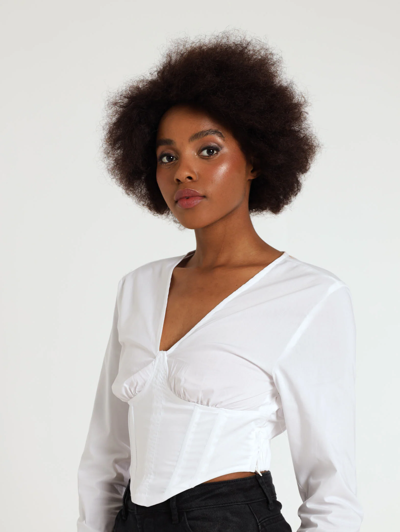 Bustier Poplin Long Sleeve Shirt - Image 2