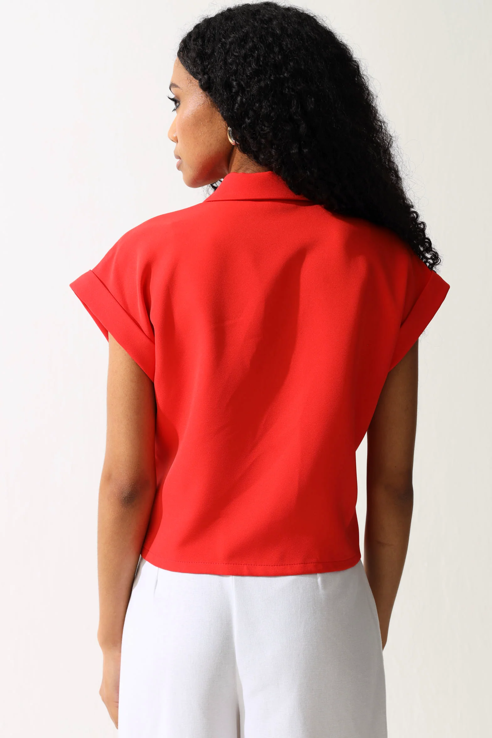 Button Detail Barbi Top - Red - Image 4