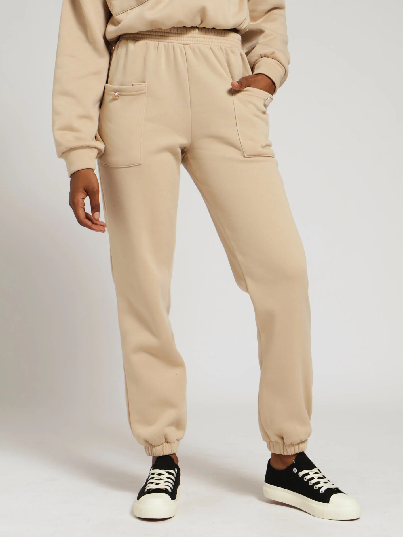Button Detail Cargo Jogger - Caramel