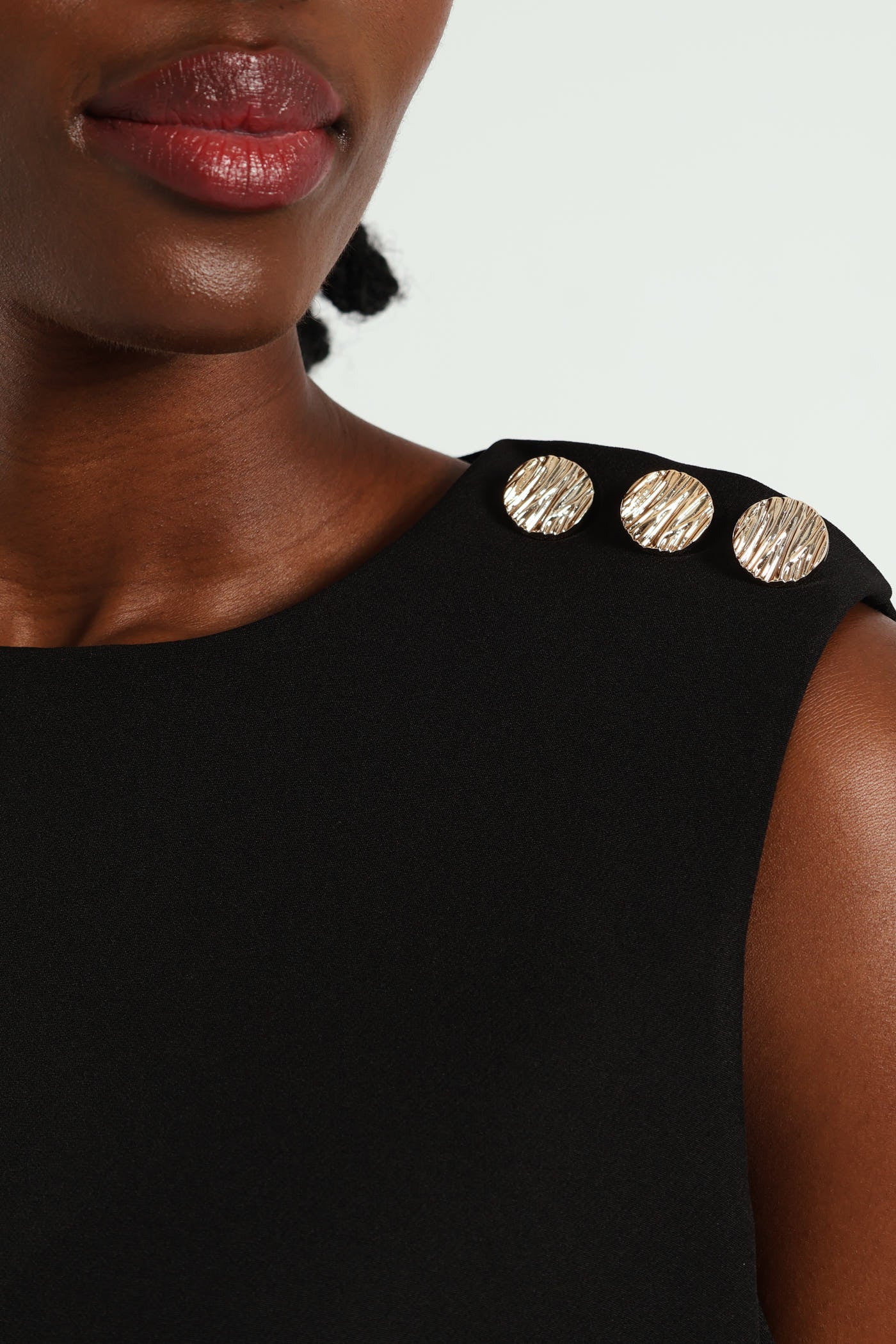 Button Detail Pinafore Dress - Black - Image 5
