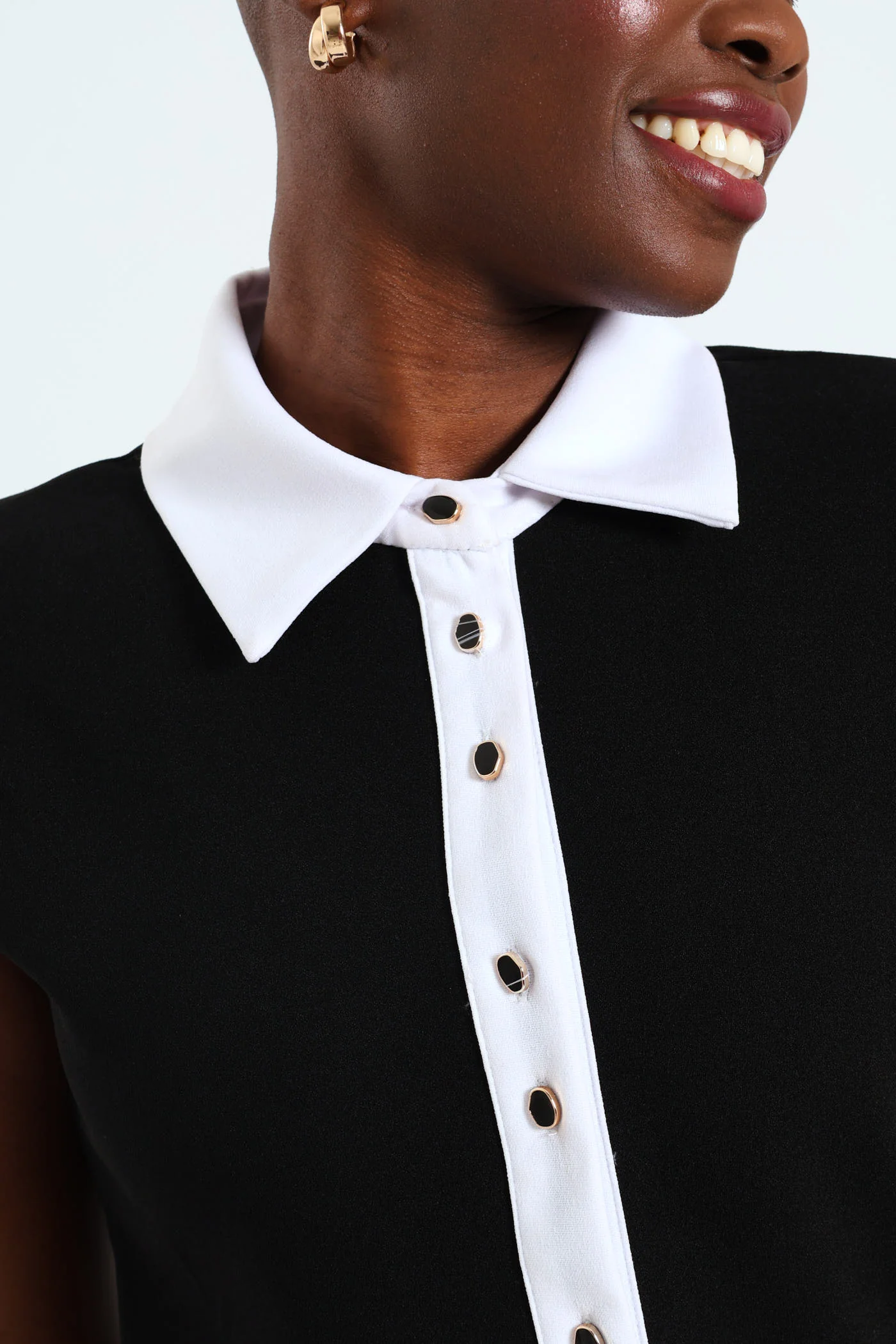 Button Down Dress - Black/White - Image 2