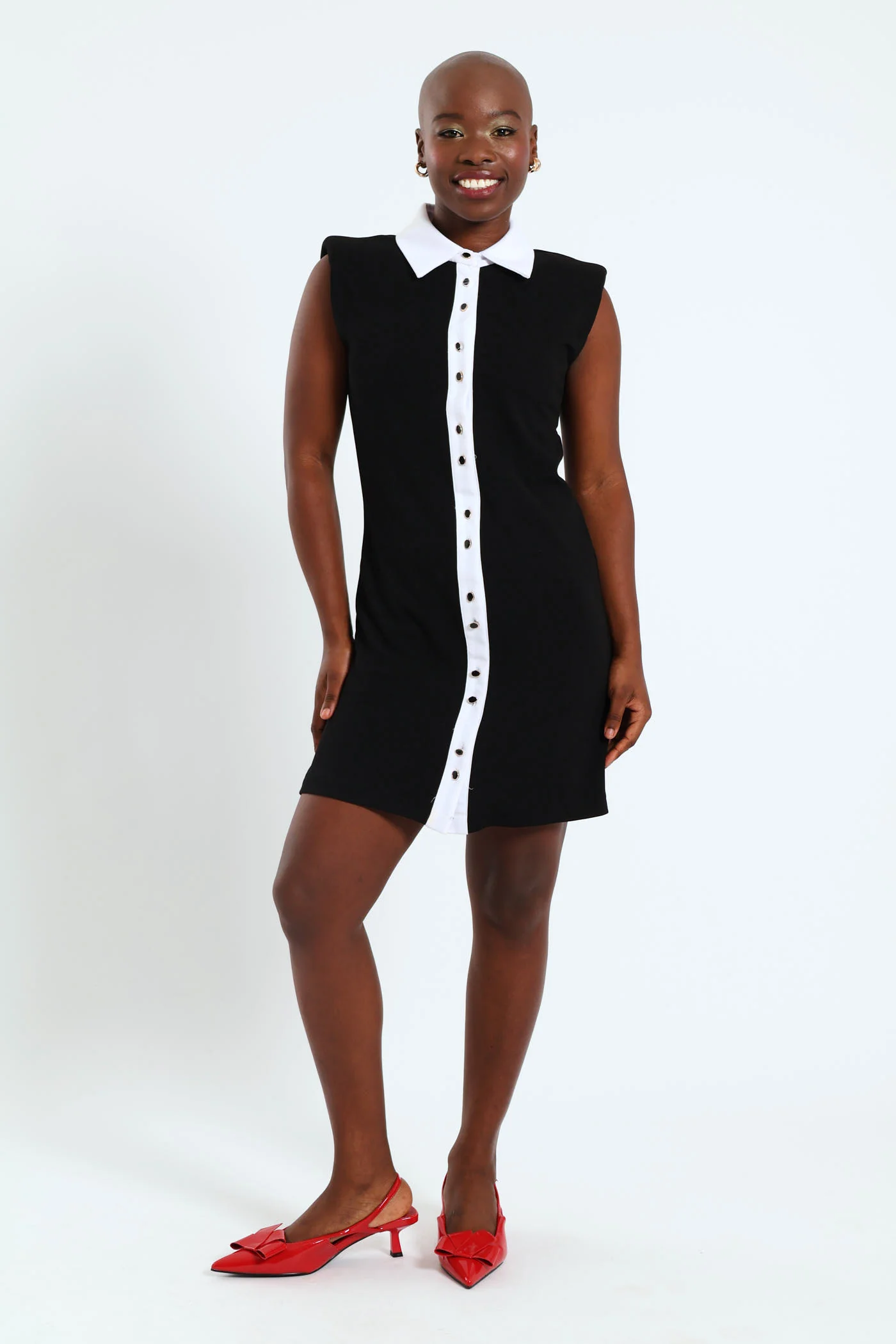 Button Down Dress - Black/White - Image 3