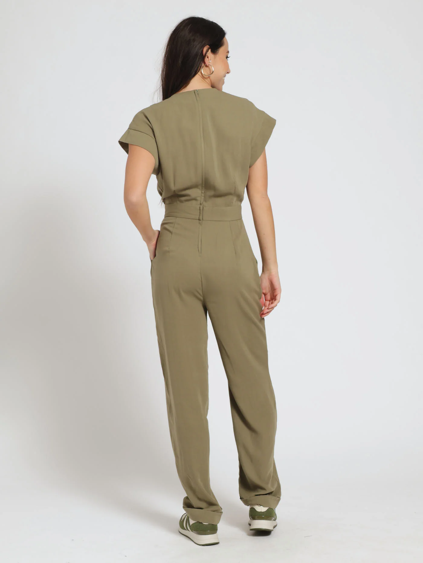 Button Front Jumpsuit - Fatigue - Image 4