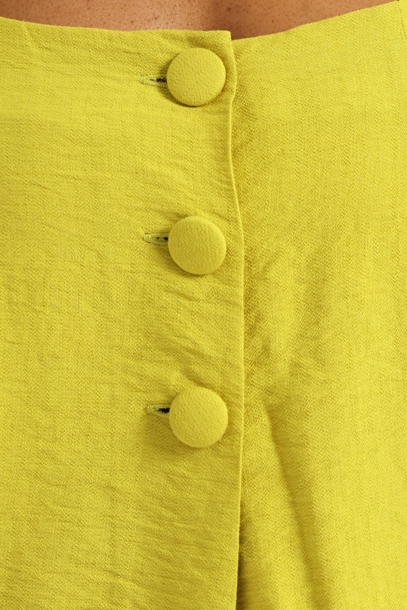 Button Front Linen Look Cami Top - Chartreuse - Image 4