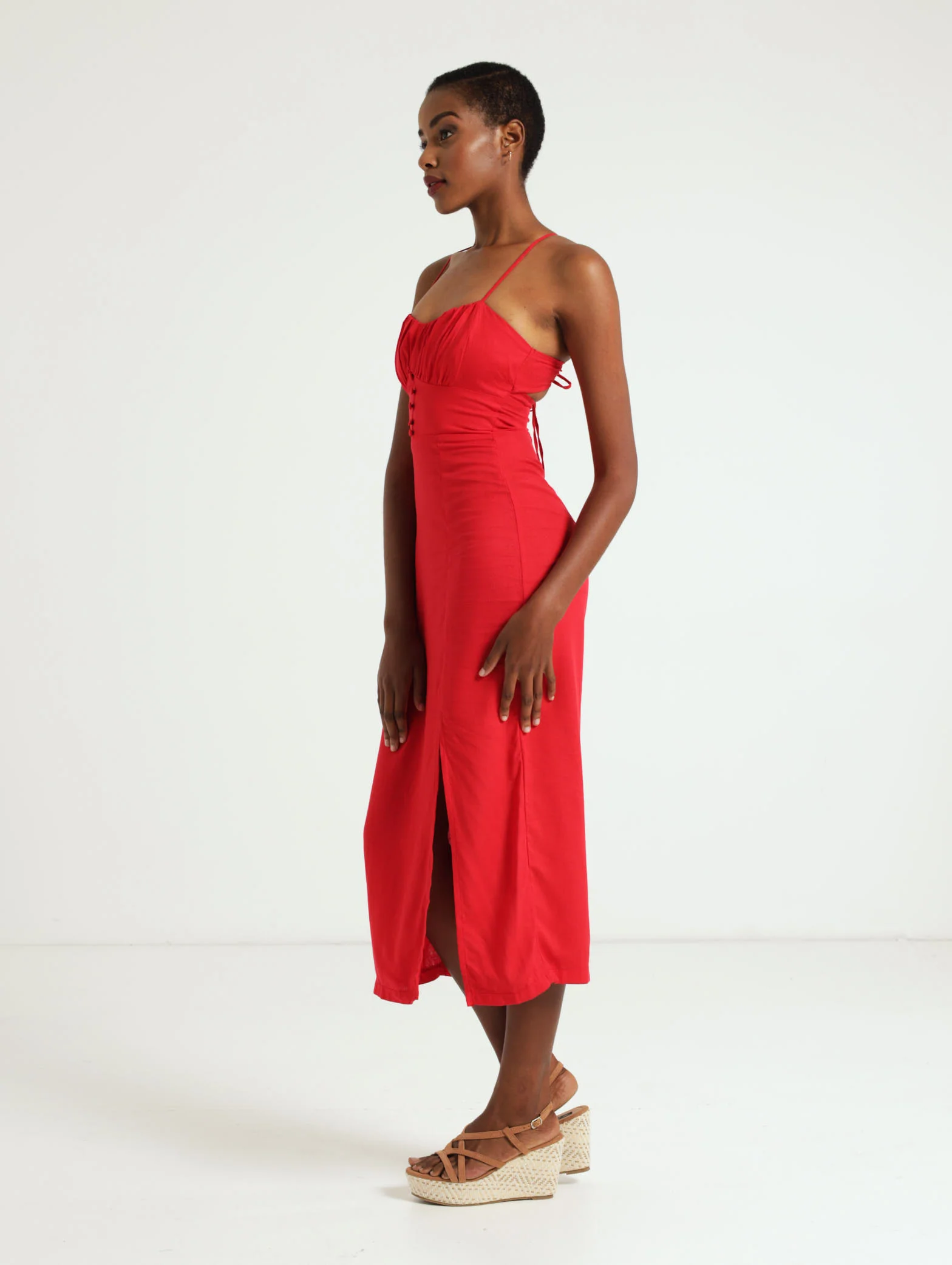 Button Front Linen  Slip Dress - Image 2