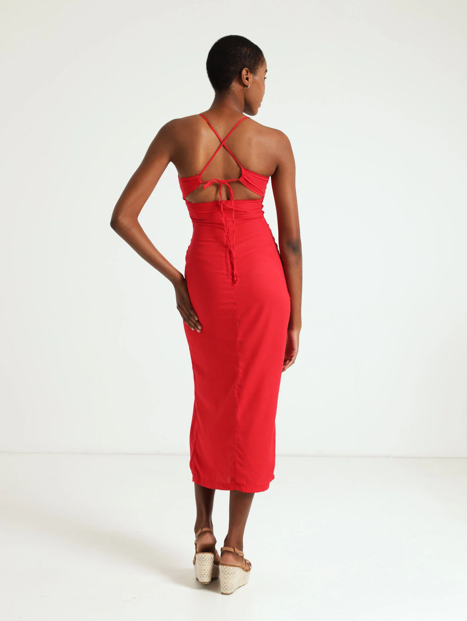 Button Front Linen  Slip Dress - Image 3
