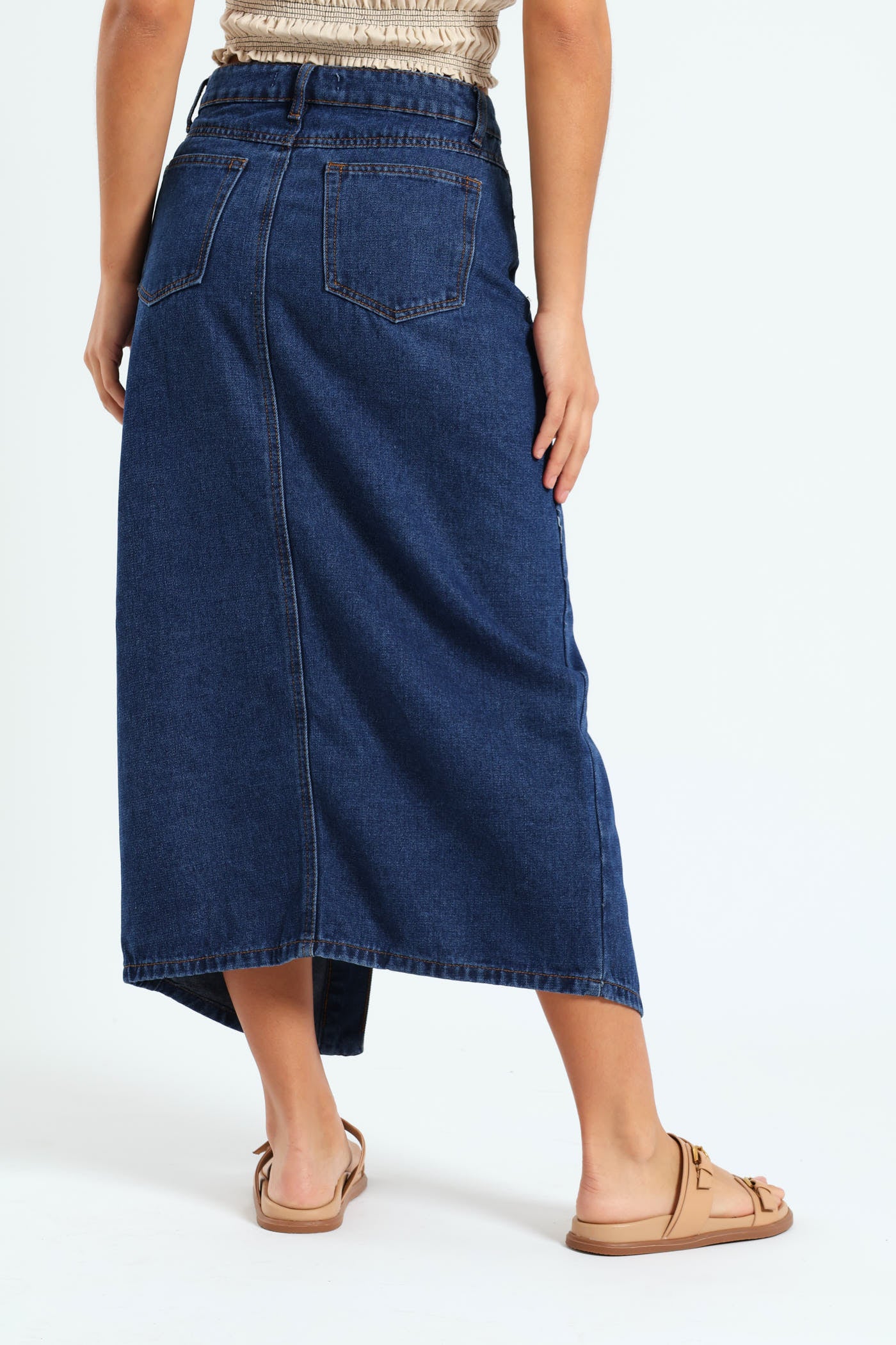 Button Front Maxi Skirt - Med Wash - Image 5