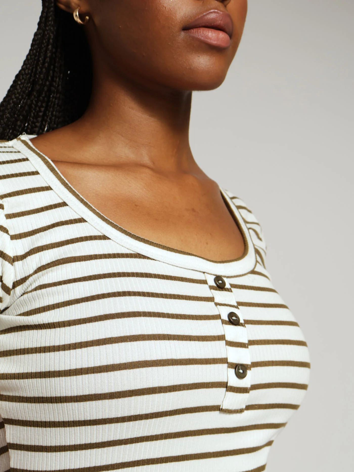 Button Front Stripe Maxi Dress - Fatigue - Image 4