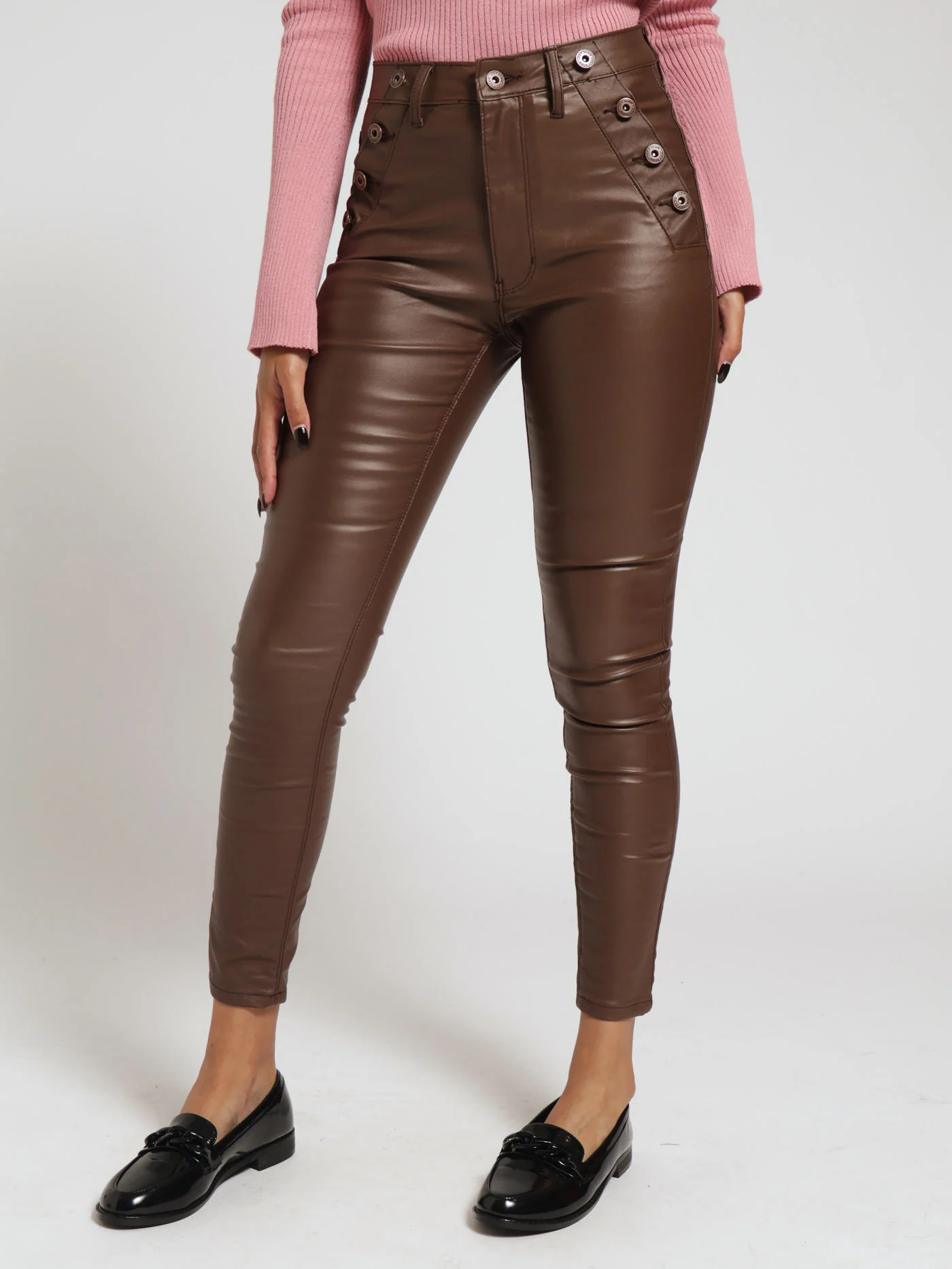 Button Pocket Skinny Jean - Mocha