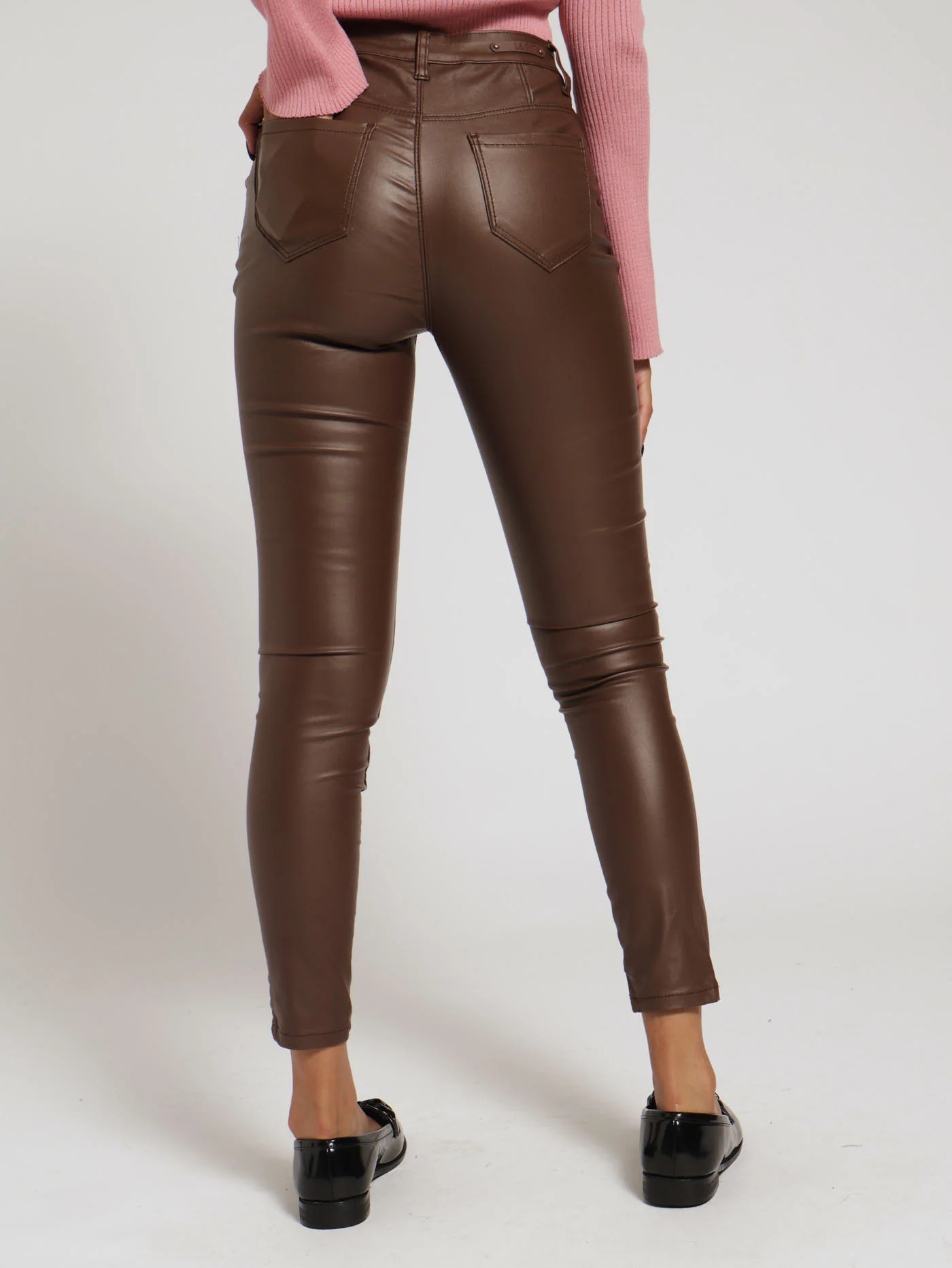 Button Pocket Skinny Jean - Mocha - Image 3