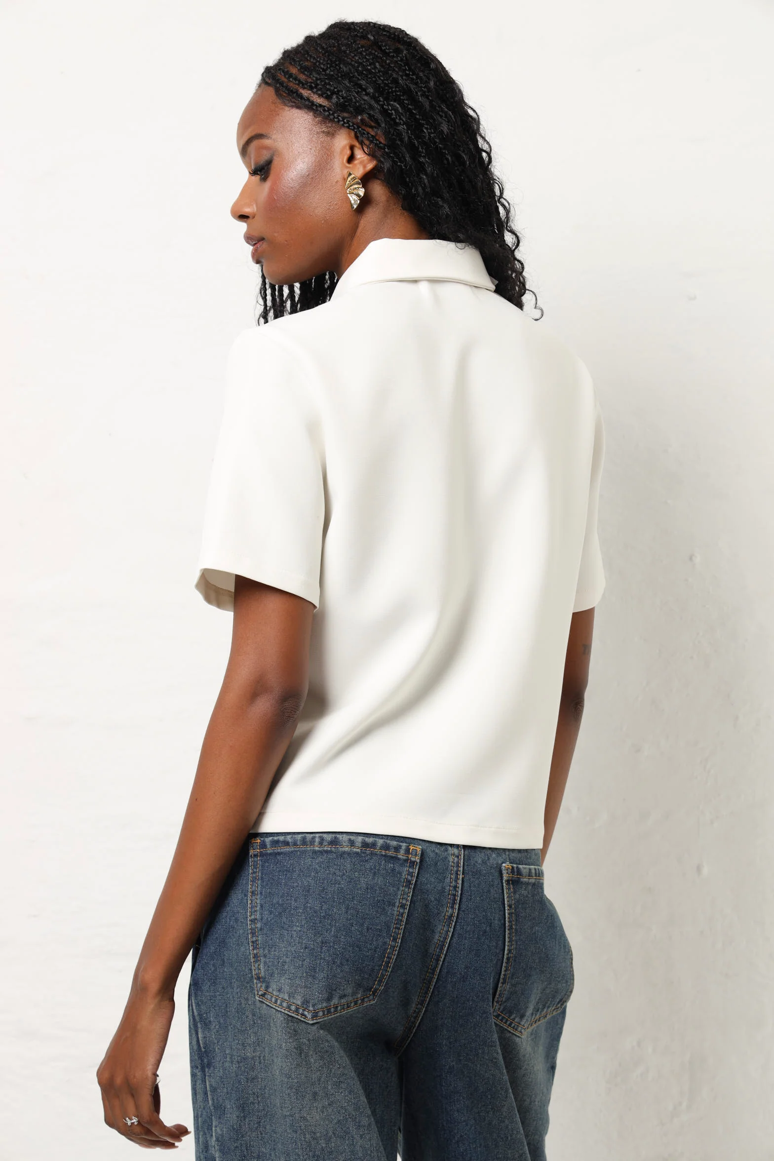 Button Through Shirt - Cream - Image 2