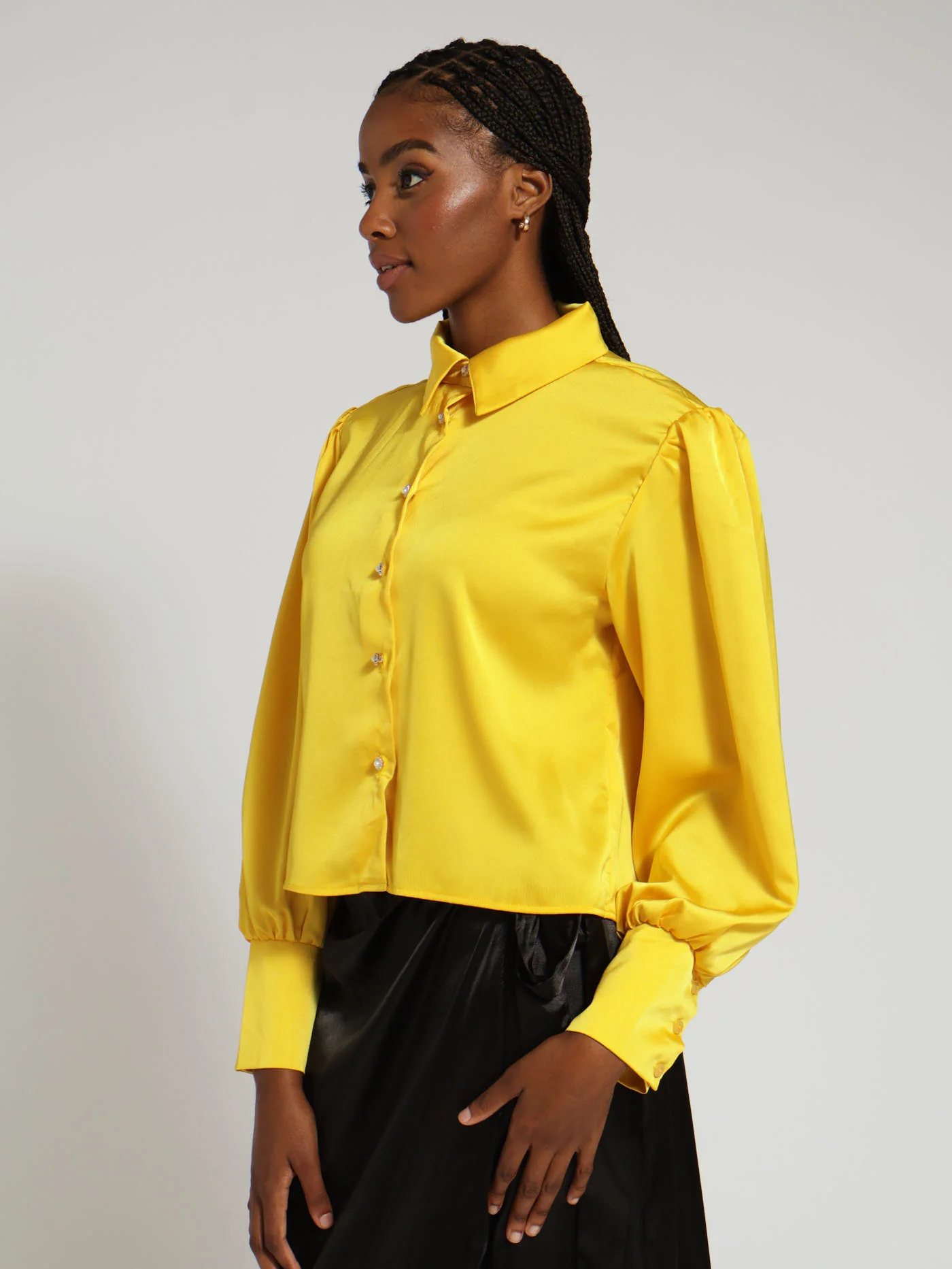 Button Through Cuff Shirt - Mustard - Image 2