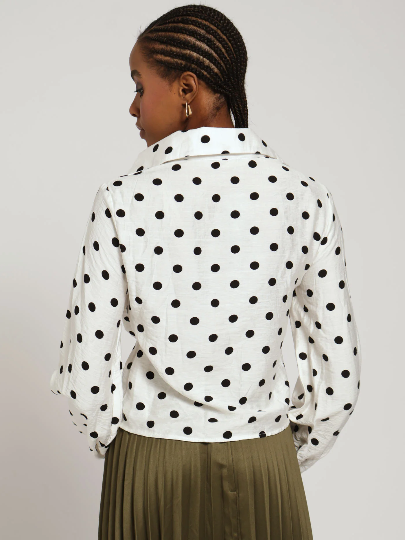 Button Through Gauged Long Sleeve Top - Image 3